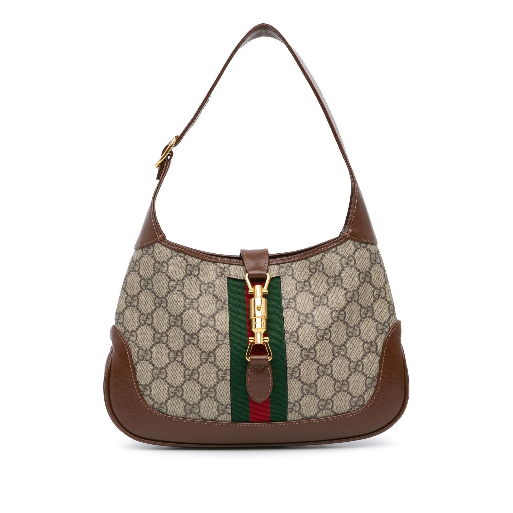 Gucci GG Supreme Jackie Canvas Calf Brown Small Crossbody Bag