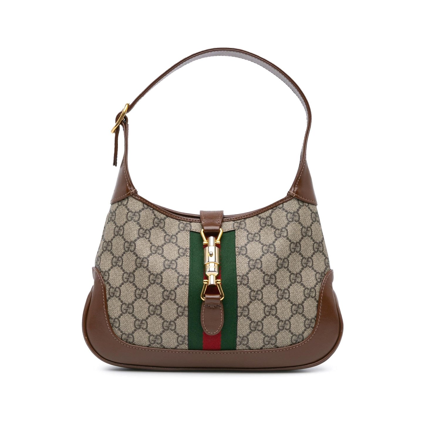 Gucci GG Supreme Jackie Canvas Calf Brown Small Crossbody Bag Jackie Crossbody