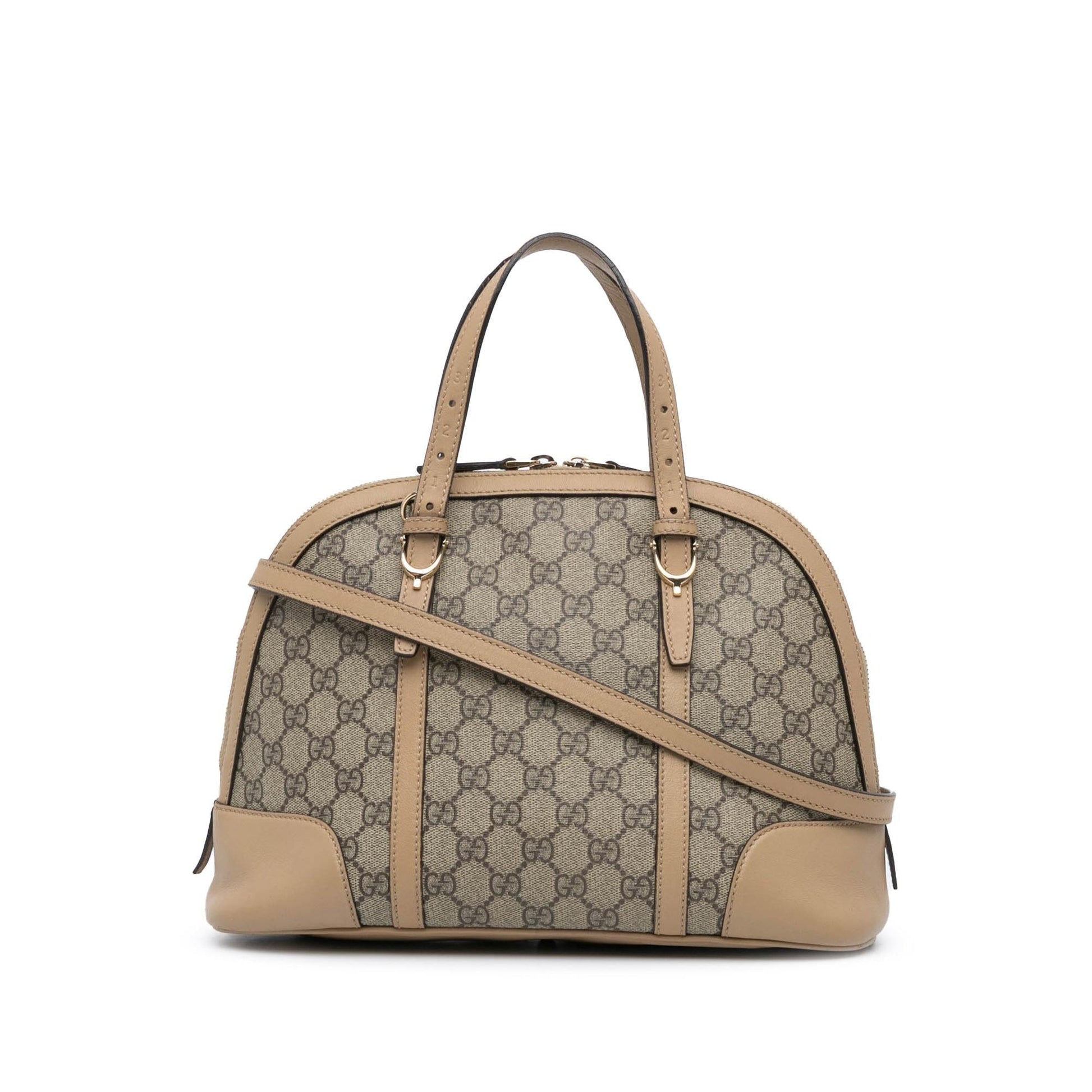 Gucci GG Supreme Nice Dome Canvas Calf Brown Small Satchel Bag
