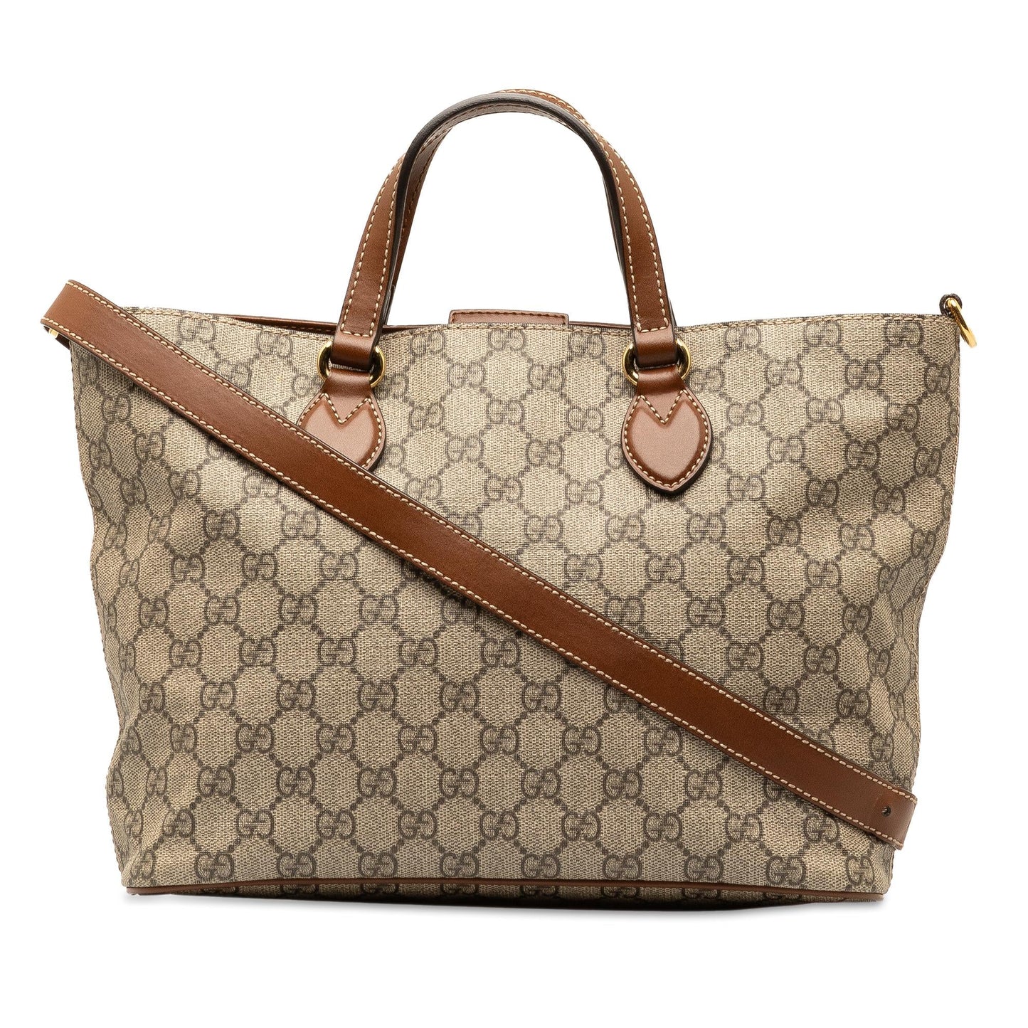 Gucci GG Supreme SHG-yrNoBg Canvas Brown Small Satchel Bag