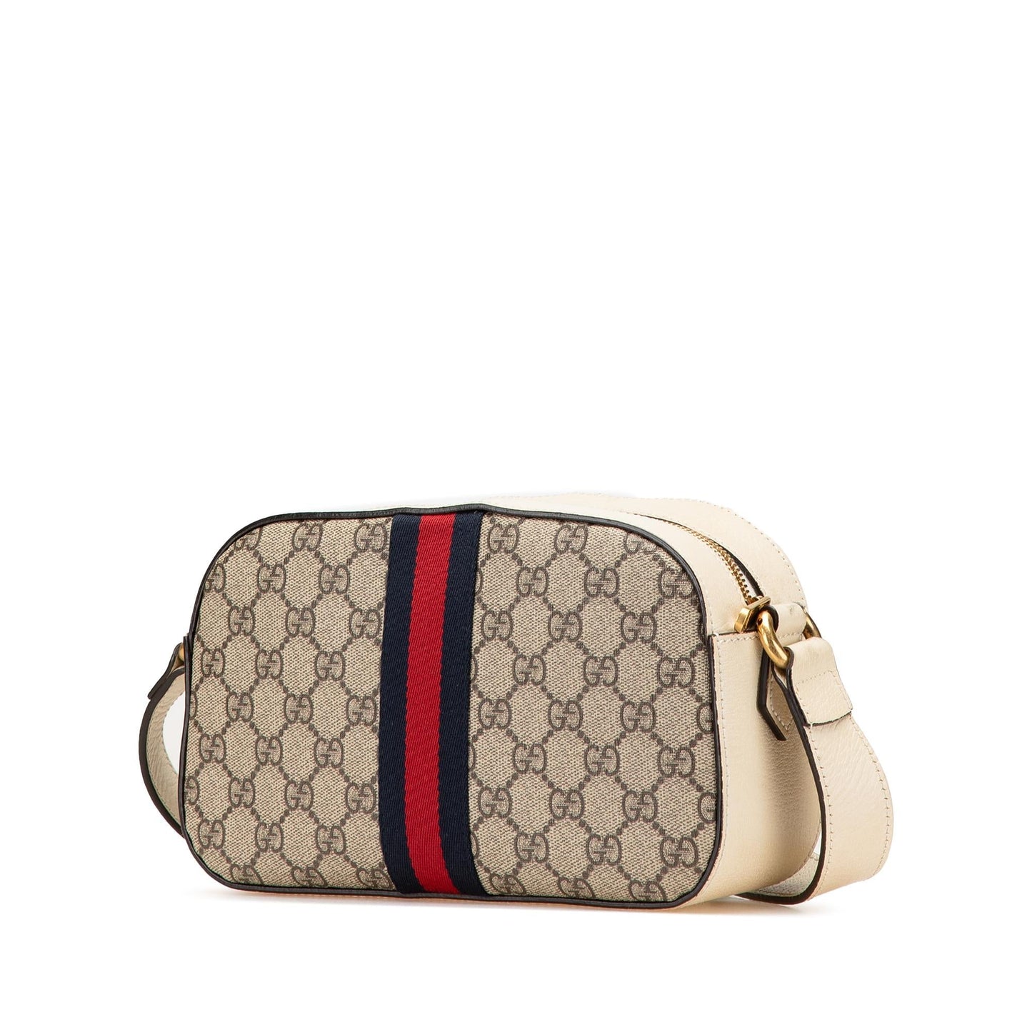 Gucci GG Supreme Textured Web Ophidia Canvas Calf Calfskin White Crossbody Bag