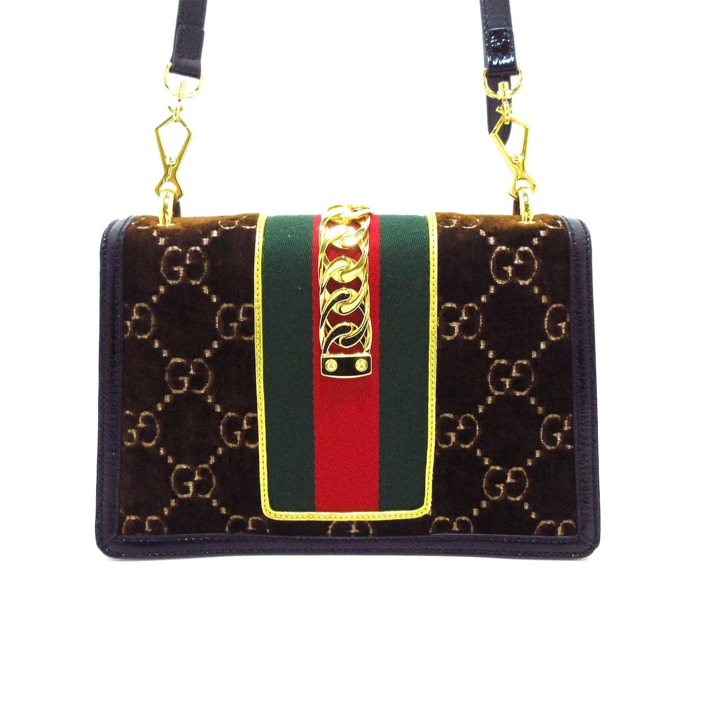 Gucci GG Velvet Sylvie SHG-UdhlJD Brown Small Crossbody Bag