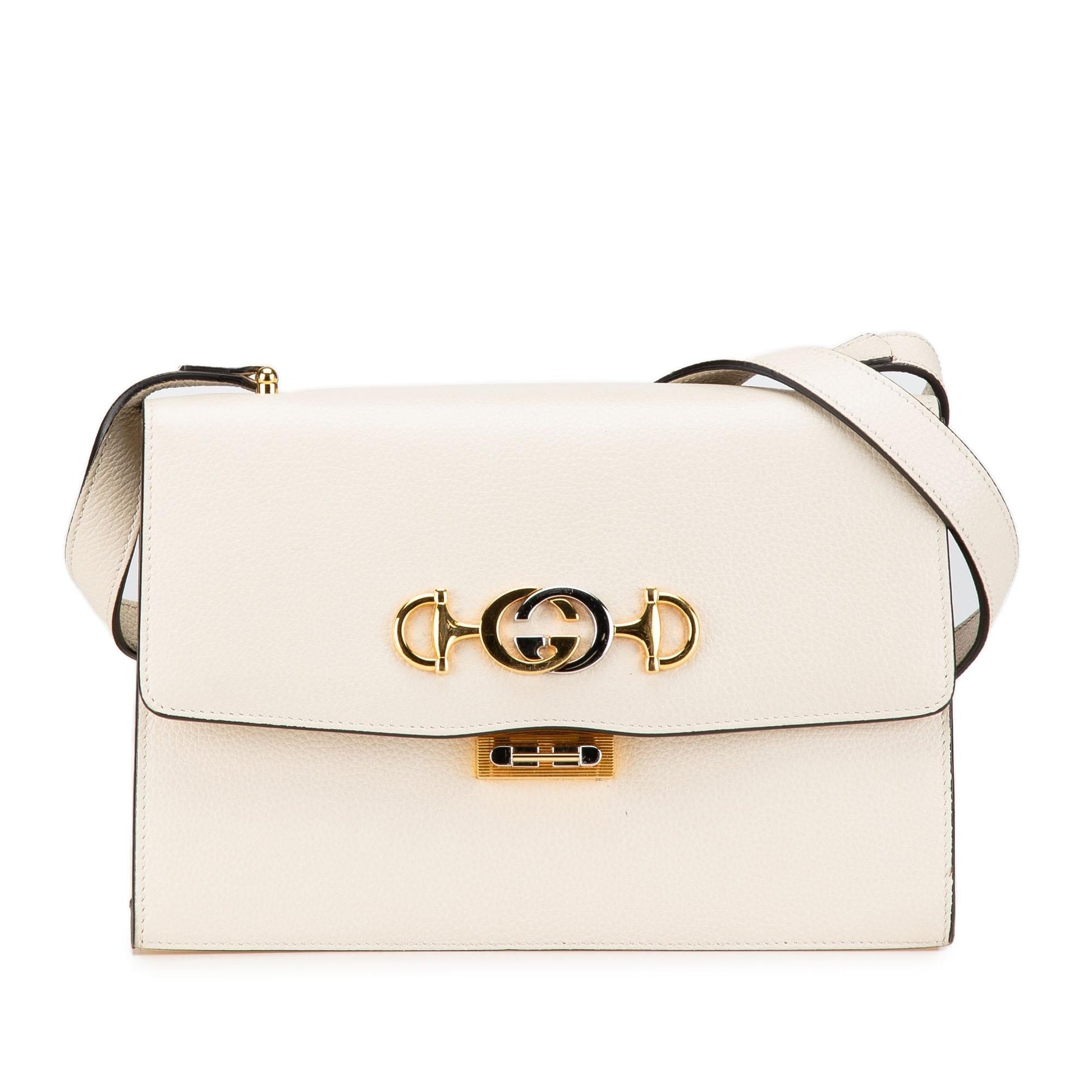 Gucci Grainy Zumi Flap Calf Calfskin White Small Crossbody Bag Flap Crossbody