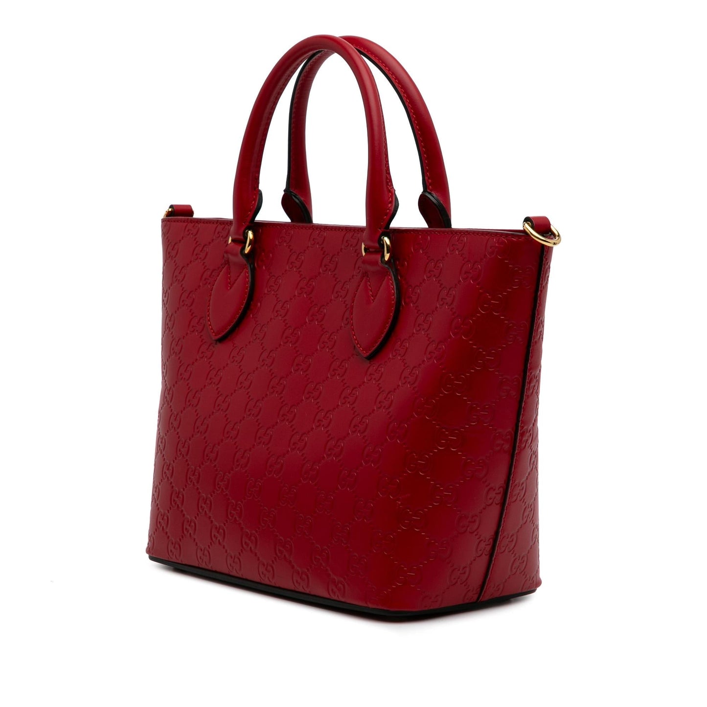 Gucci Guccissima Convertible Calf Red Small Tote Bag Tote 1