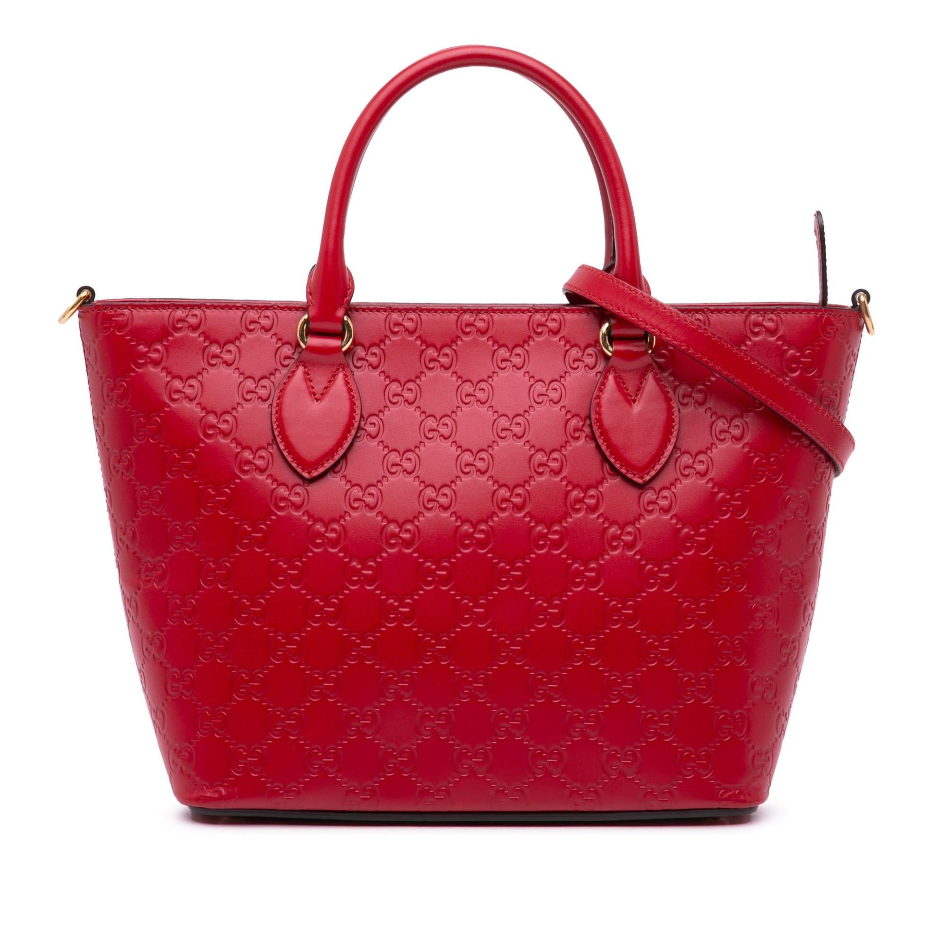 Gucci Guccissima Convertible Calf Red Small Tote Bag Tote 3