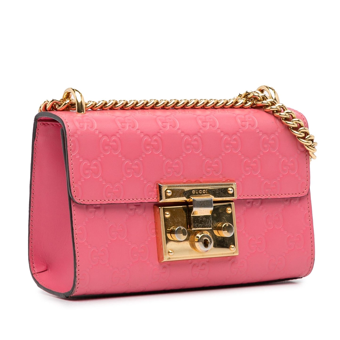 Gucci Guccissima Padlock SHG-1P2MX2 Calf Pink Small Crossbody Bag
