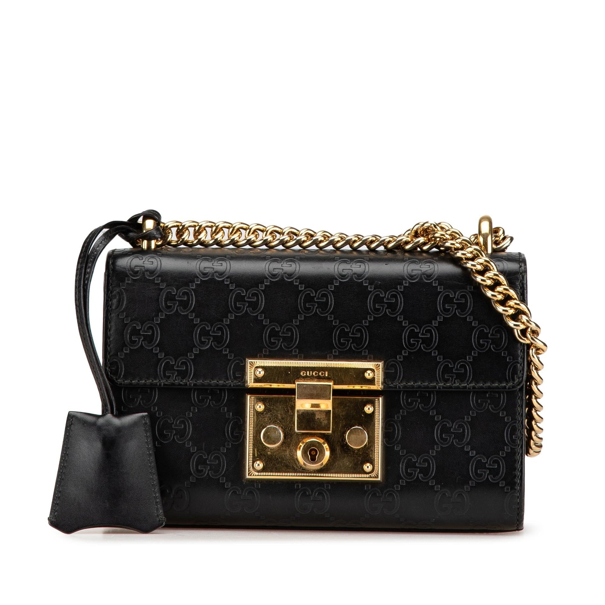 Gucci Guccissima Padlock Calf Black Small Crossbody Bag