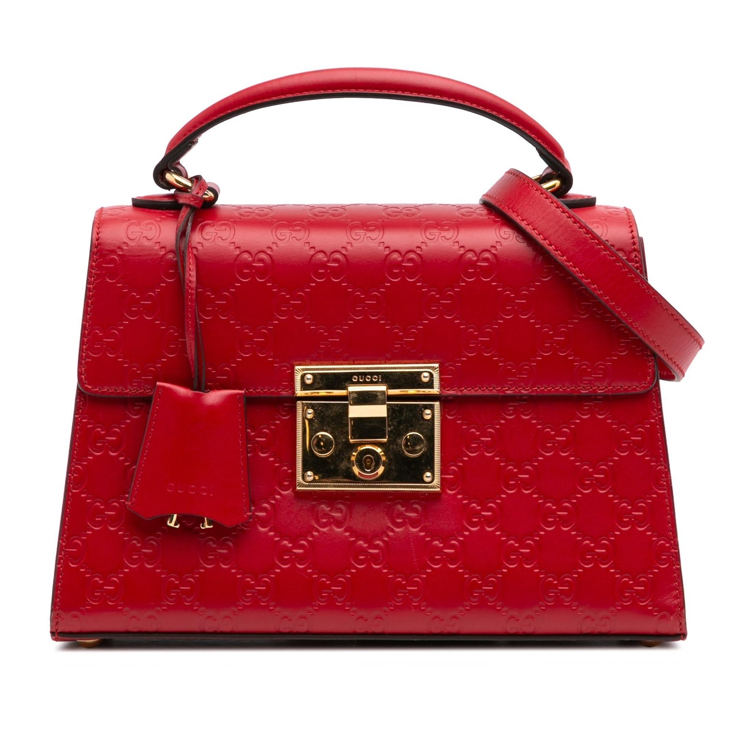 Gucci Guccissima Padlock Calf Red Small Satchel Bag