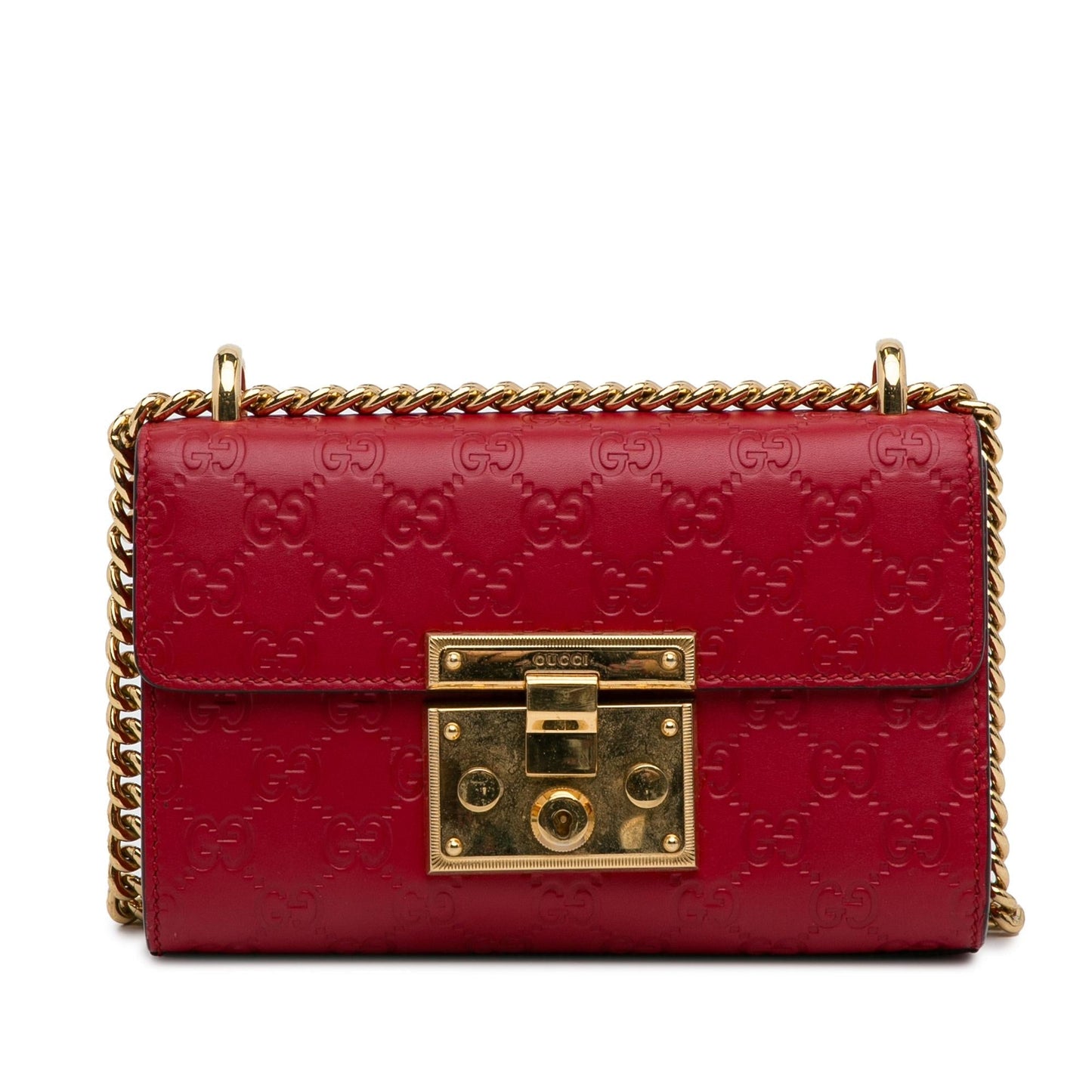 Gucci Guccissima Padlock SHG-XCo2UJ Calf Red Small Shoulder Bag