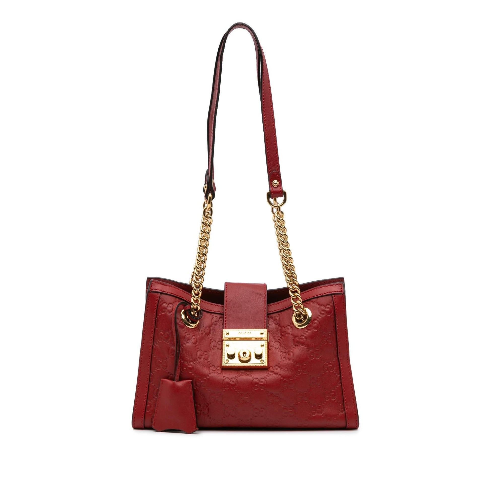 Gucci Guccissima Padlock Calf Red Small Tote Bag
