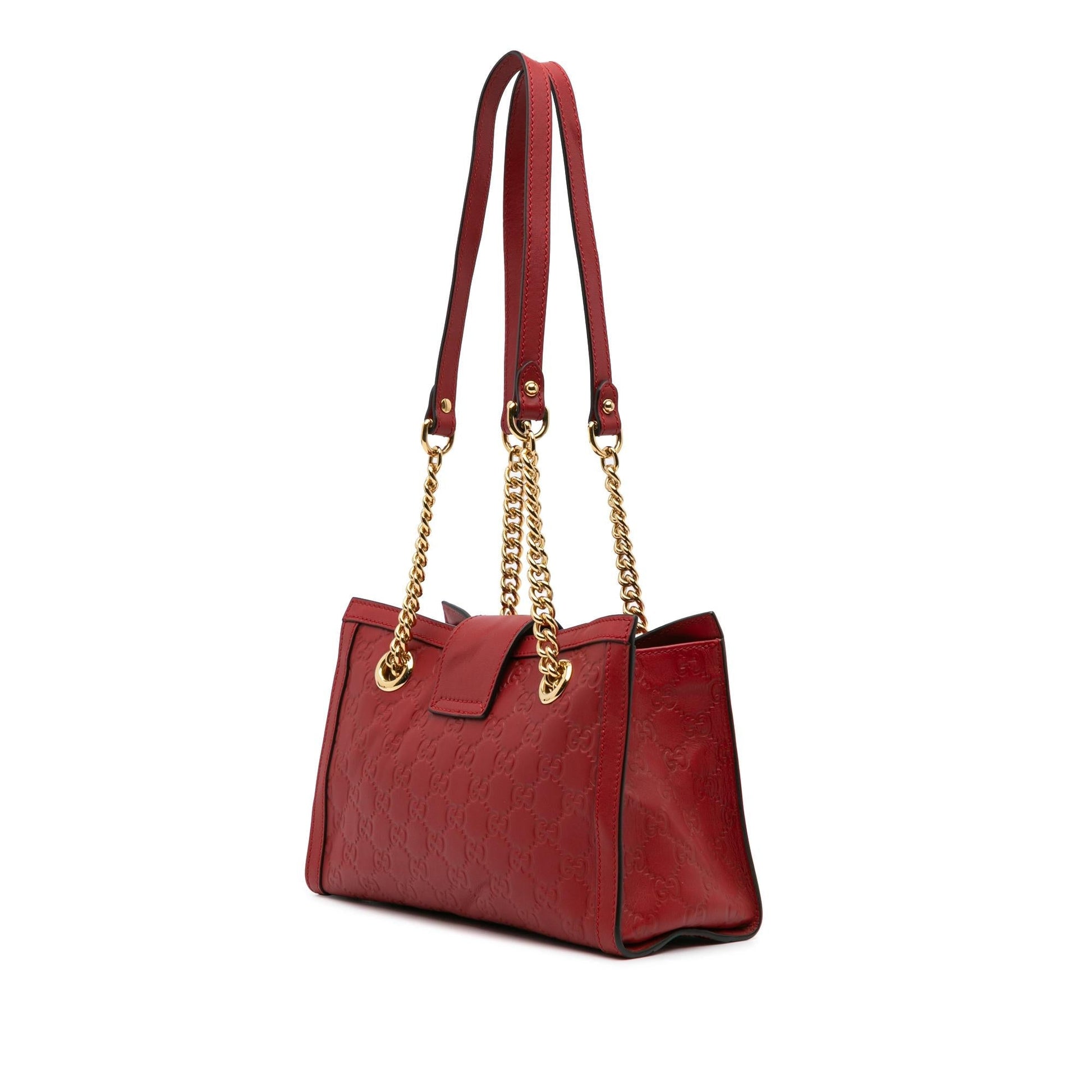 Gucci Guccissima Padlock Calf Red Small Tote Bag