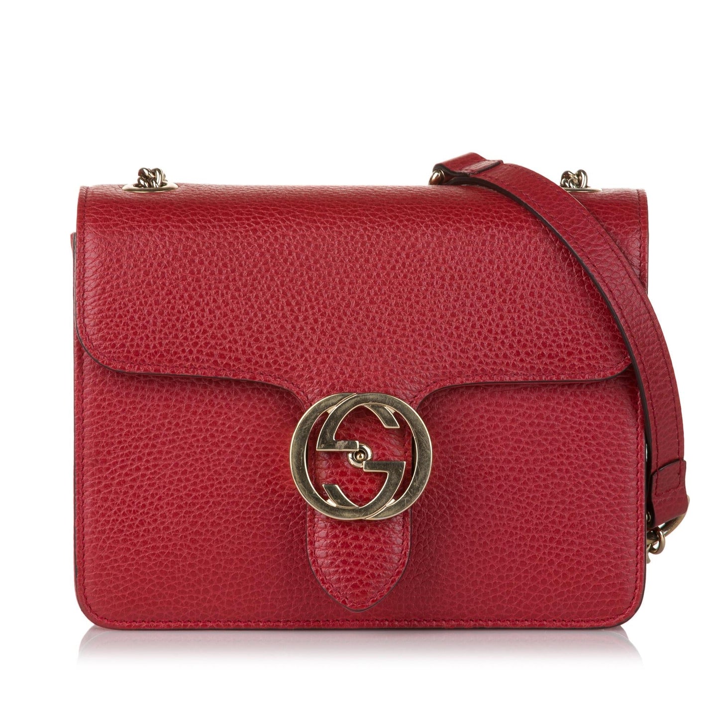 Gucci Interlocking G SHG Leather Calf Red Small Crossbody Bag