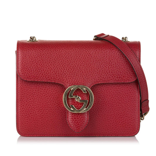 Gucci Interlocking G SHG Leather Calf Red Small Crossbody Bag