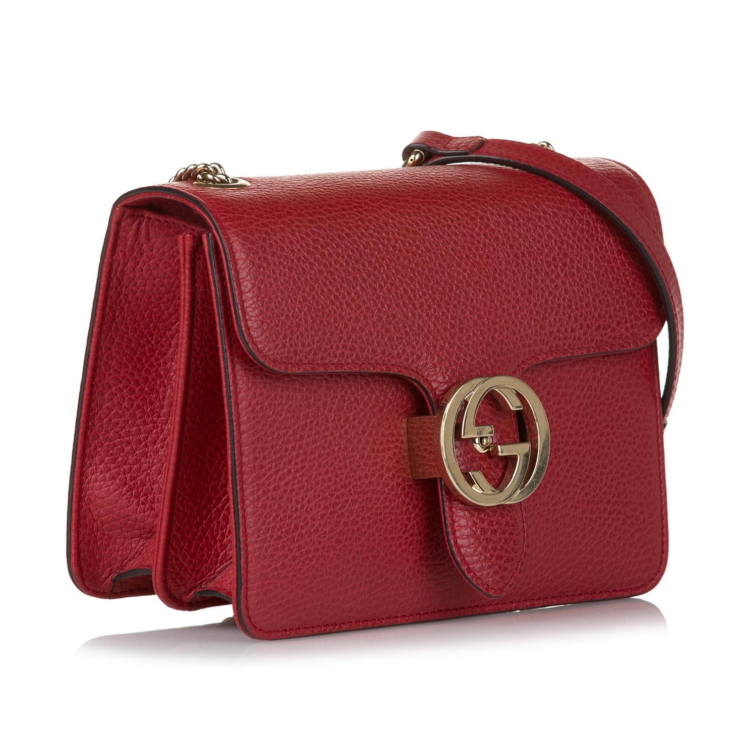 Gucci Interlocking G SHG Leather Calf Red Small Crossbody Bag