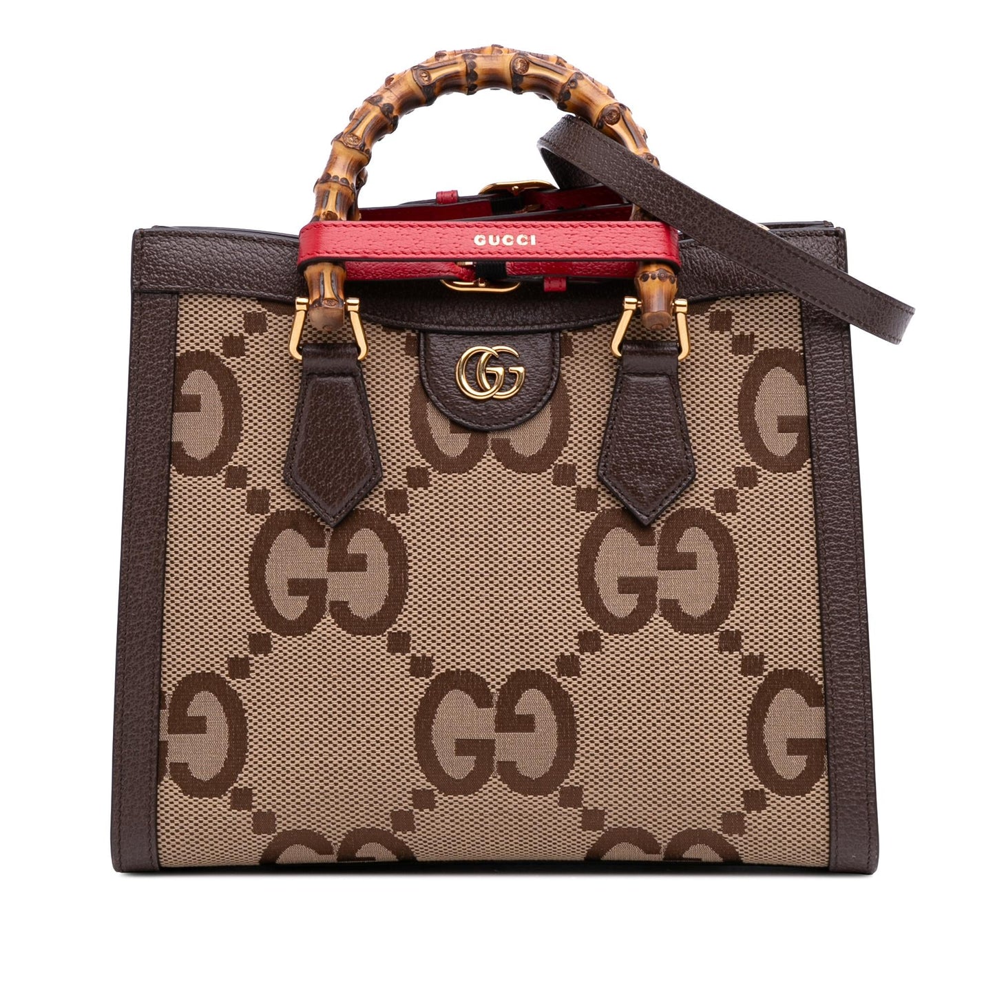 Gucci Jumbo GG Bamboo Diana Canvas Calf Brown Small Satchel Bag