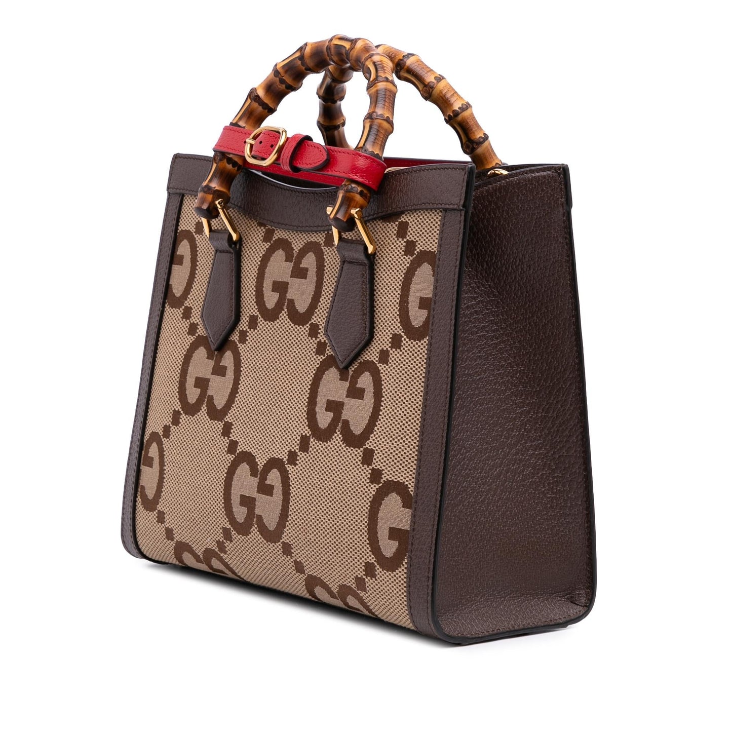 Gucci Jumbo GG Bamboo Diana Canvas Calf Brown Small Satchel Bag