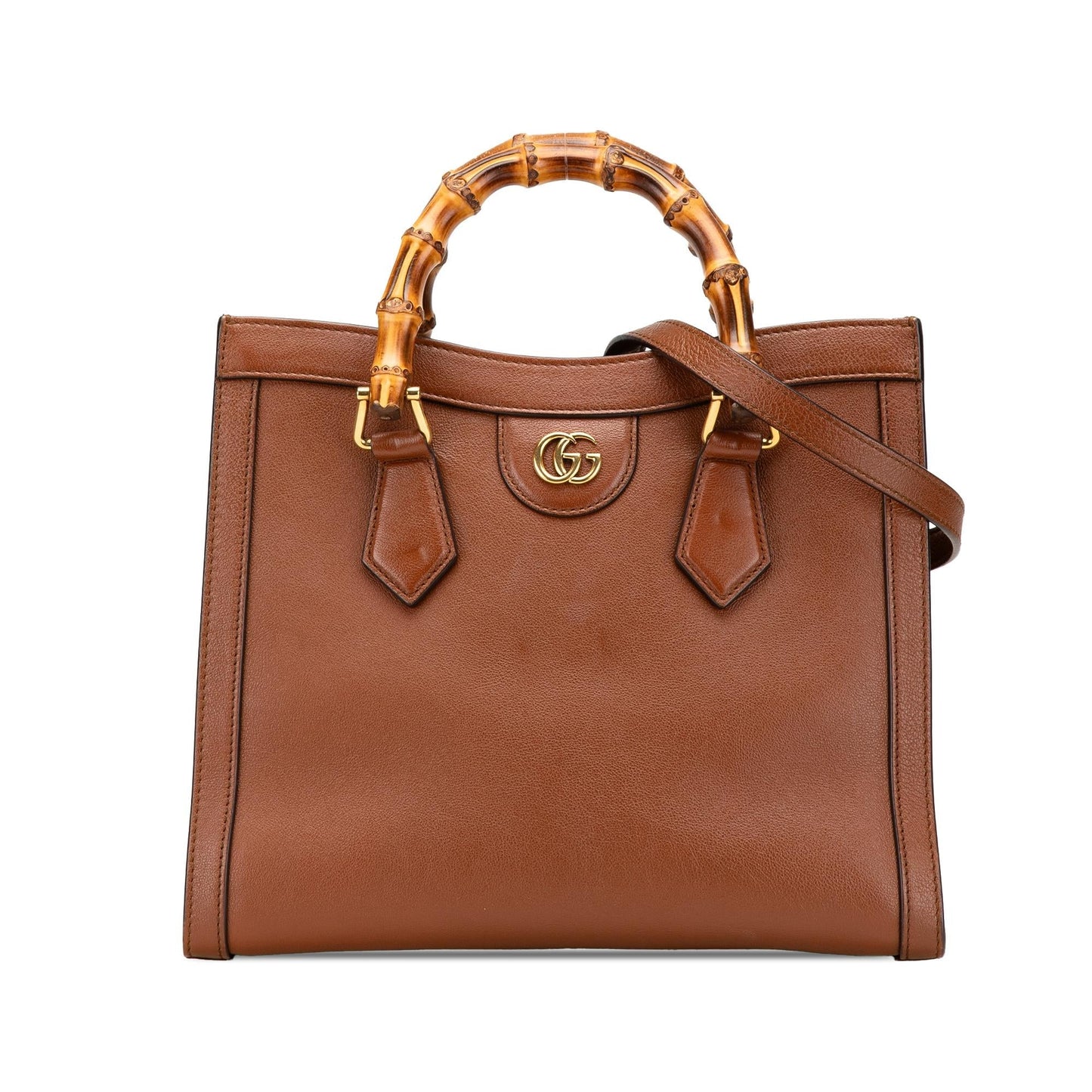 Gucci Bamboo Diana Leather Calf Brown Small Satchel Bag