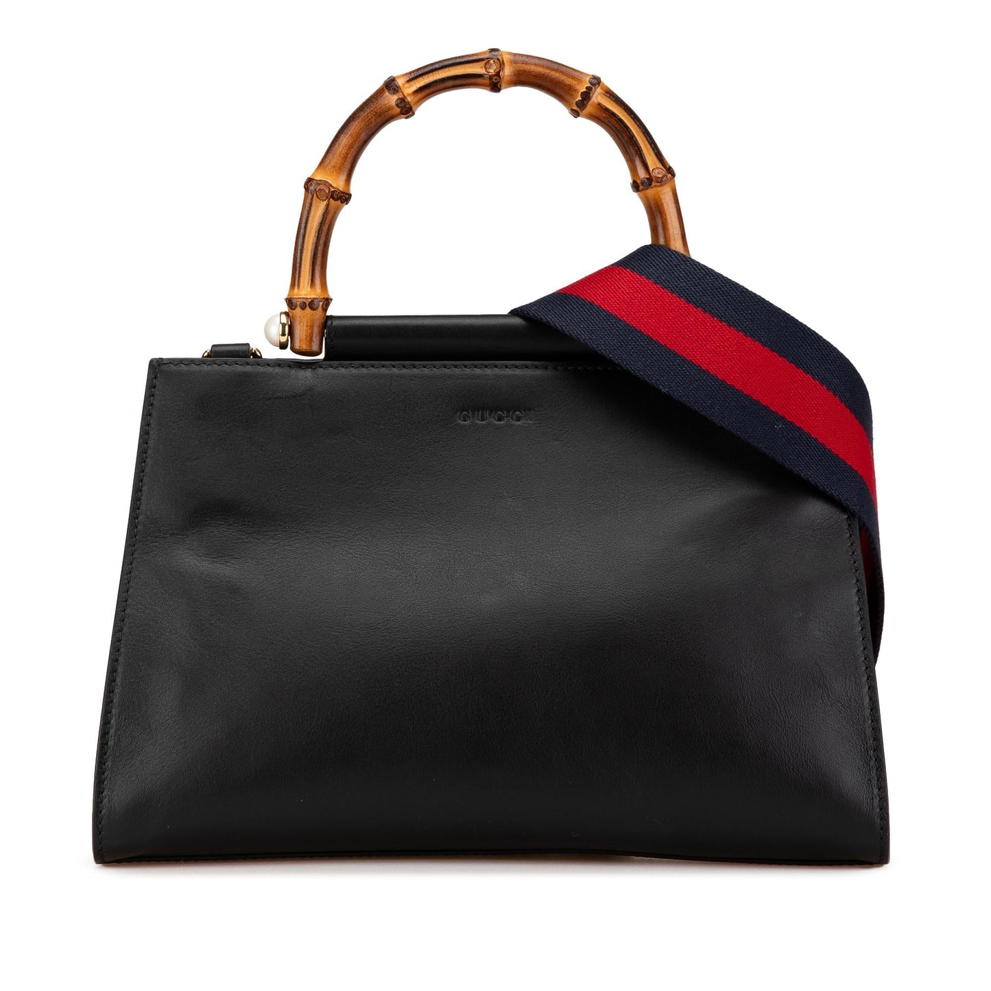 Gucci Bamboo Nymphaea Leather Calf Black Small Satchel Bag Satchel 1