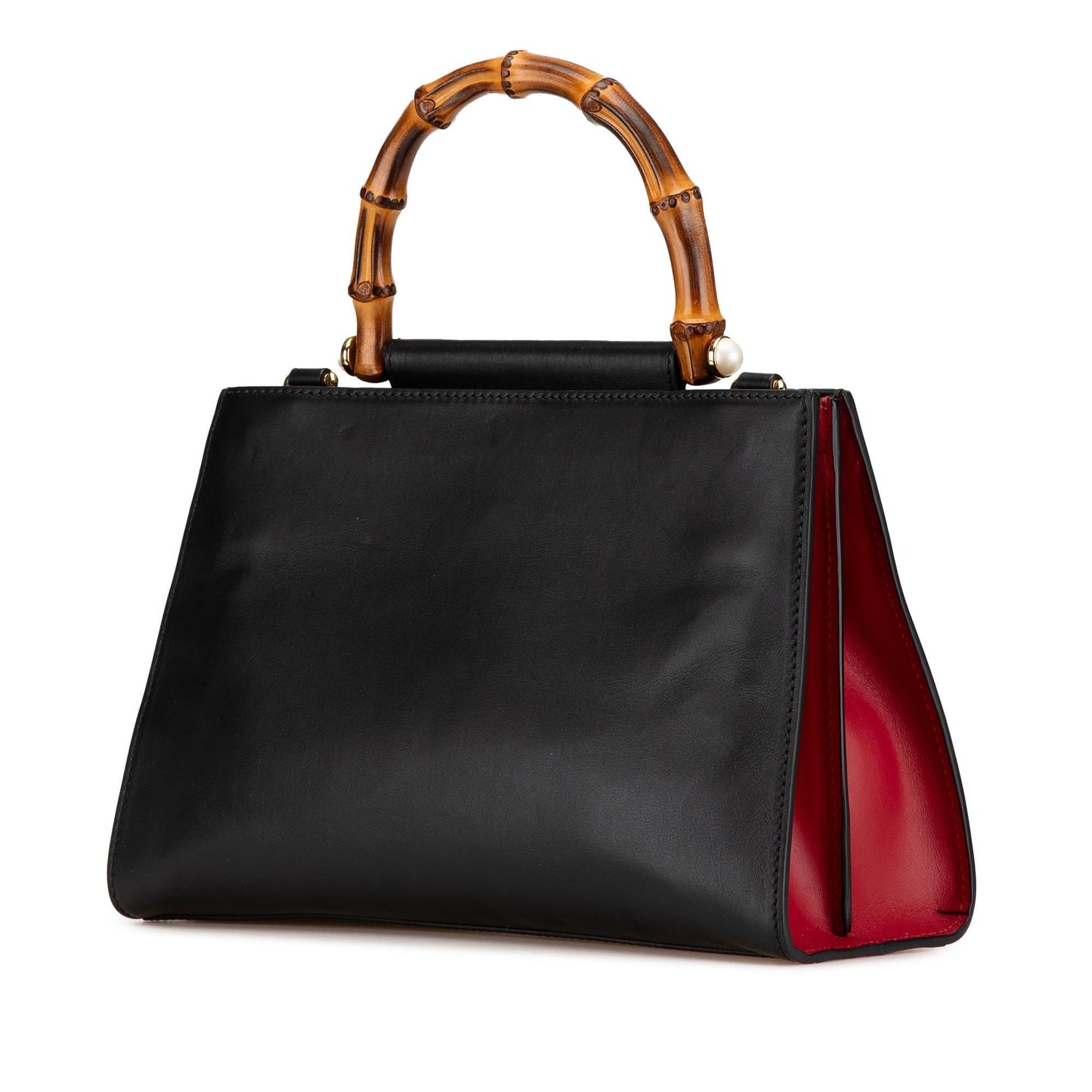 Gucci Bamboo Nymphaea Leather Calf Black Small Satchel Bag Satchel 1