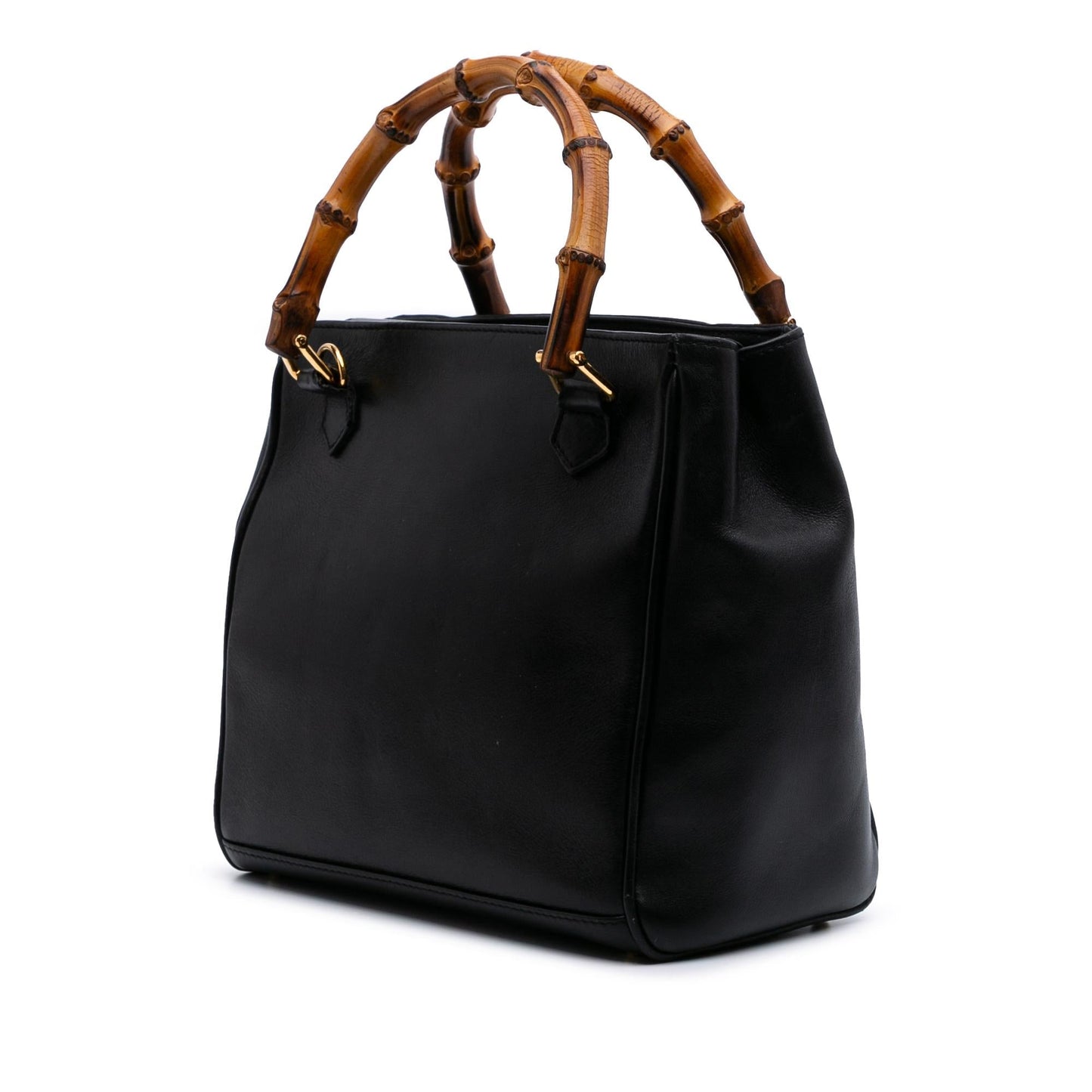 Gucci Bamboo Leather Calf Black Small Satchel Bag