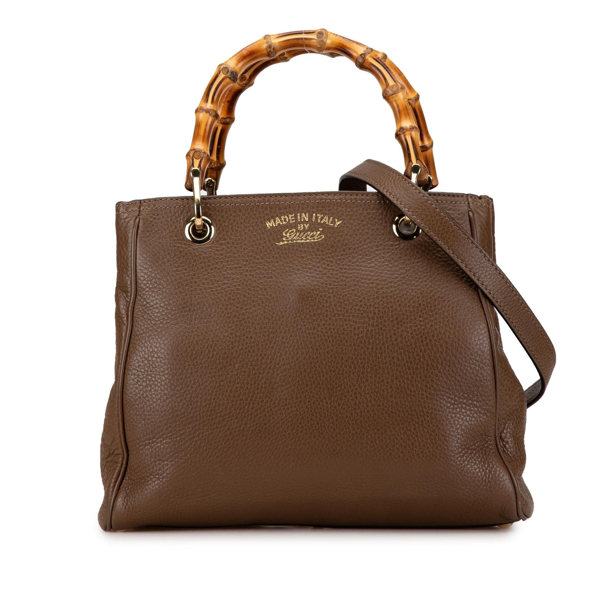 Gucci Bamboo Shopper SHG-qXAgyf Leather Calf Brown Small Satchel Bag
