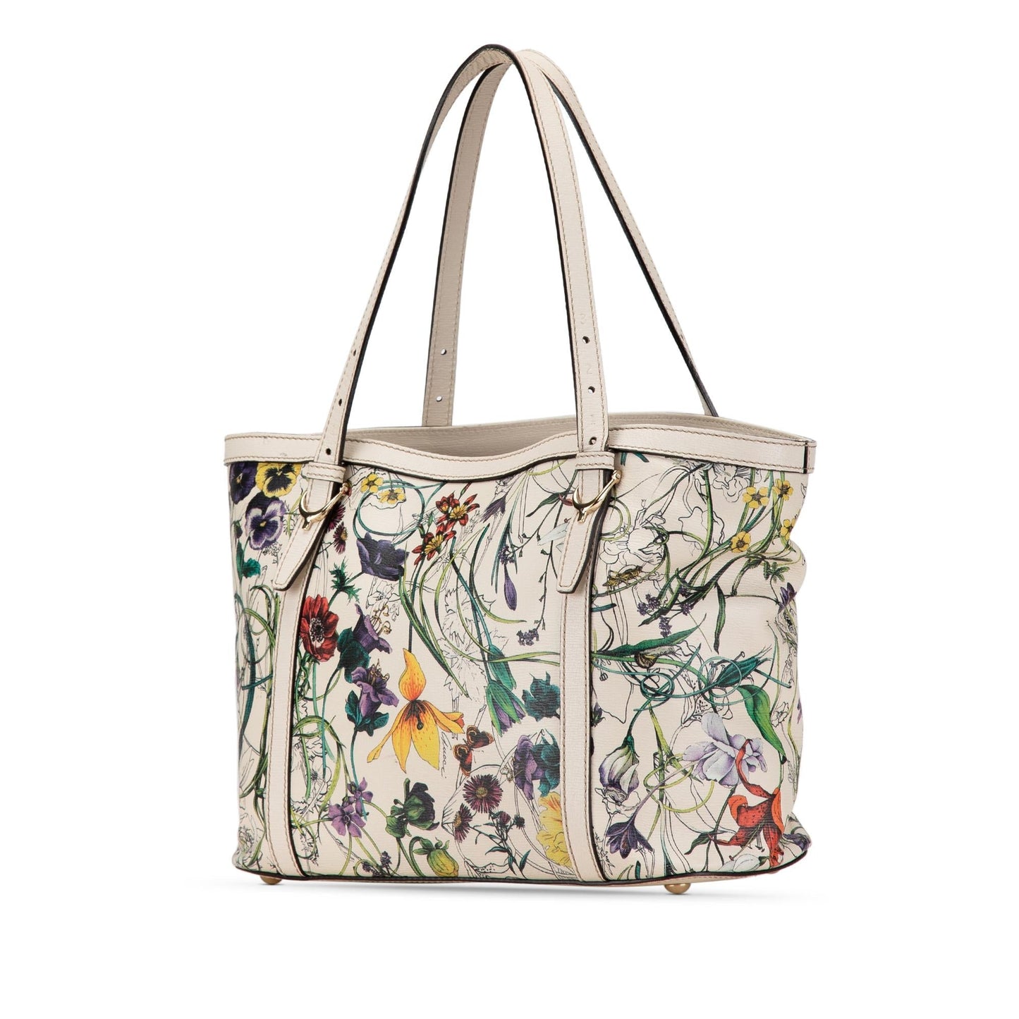 Gucci Flora Nice SHG-PeGDJg Leather Calf White Small Tote Bag