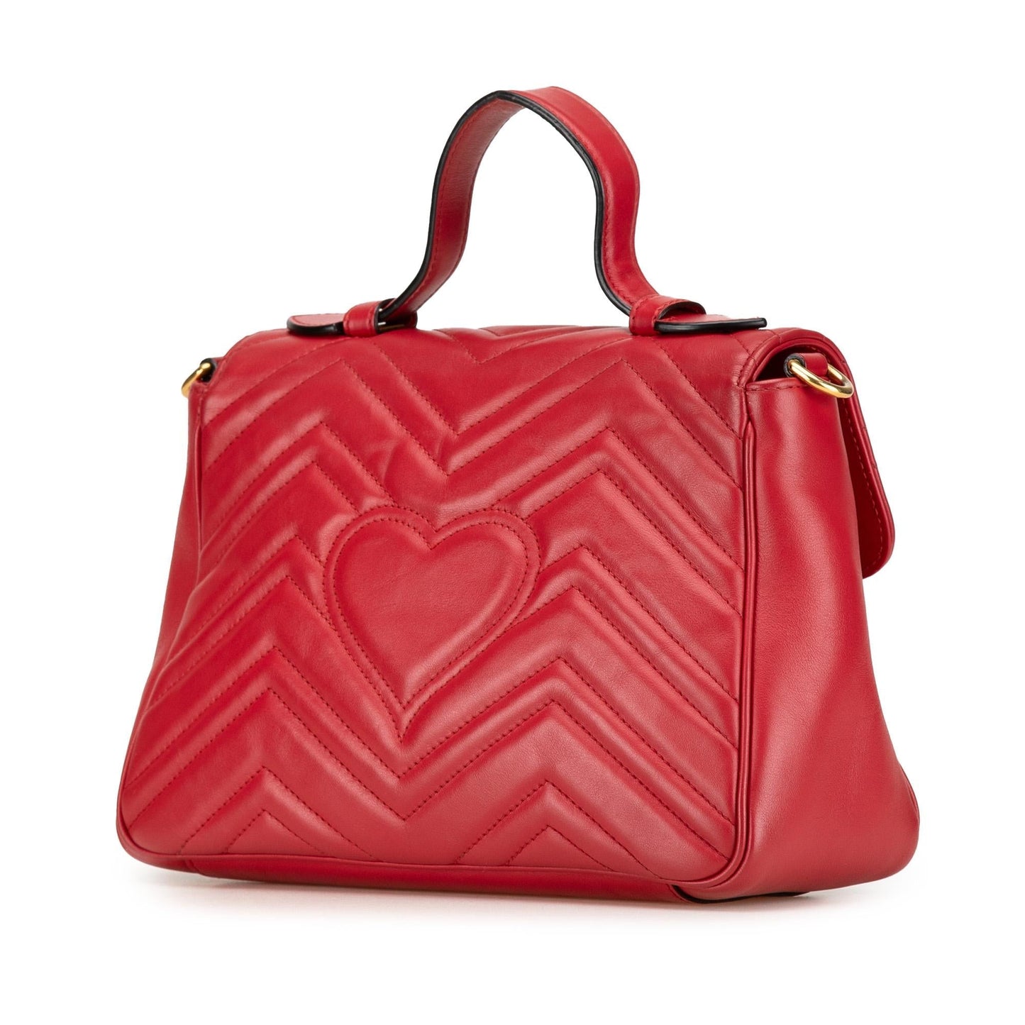 Gucci GG Marmont Top Handle Leather Calf Red Small Satchel Bag