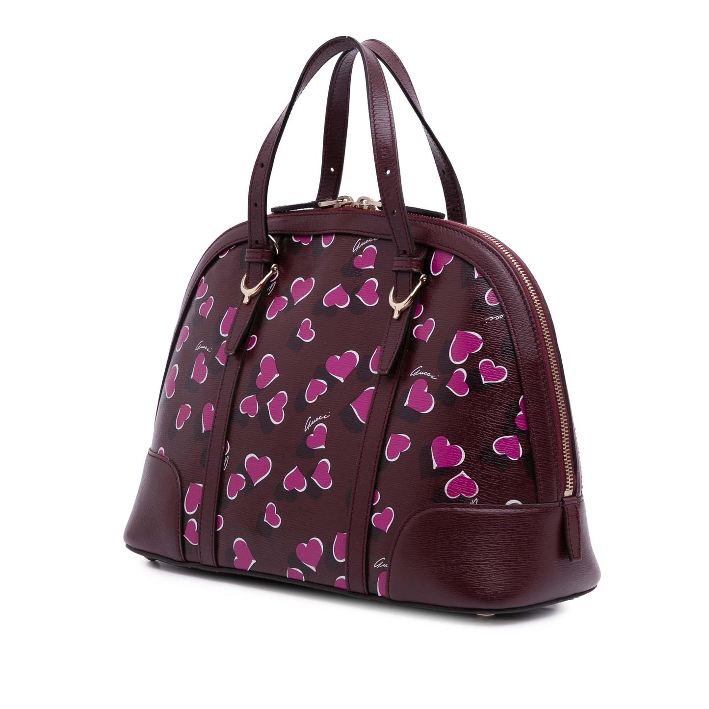Gucci Heartbeat Nice Dome Leather Calf Red Pink Satchel Bag