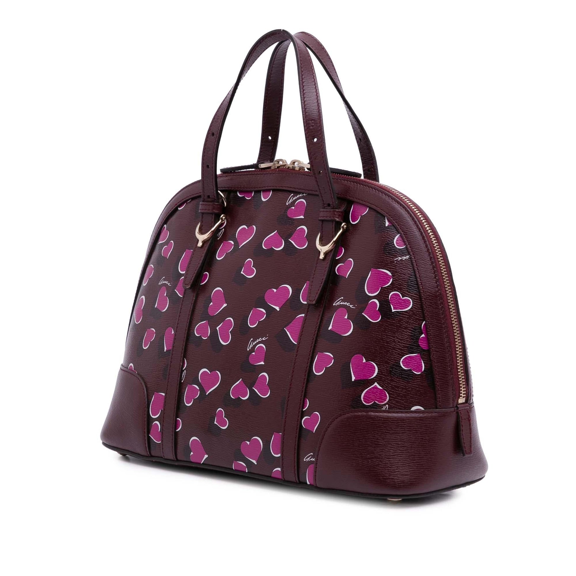 Gucci Heartbeat Nice Dome Leather Calf Red Pink Satchel Bag
