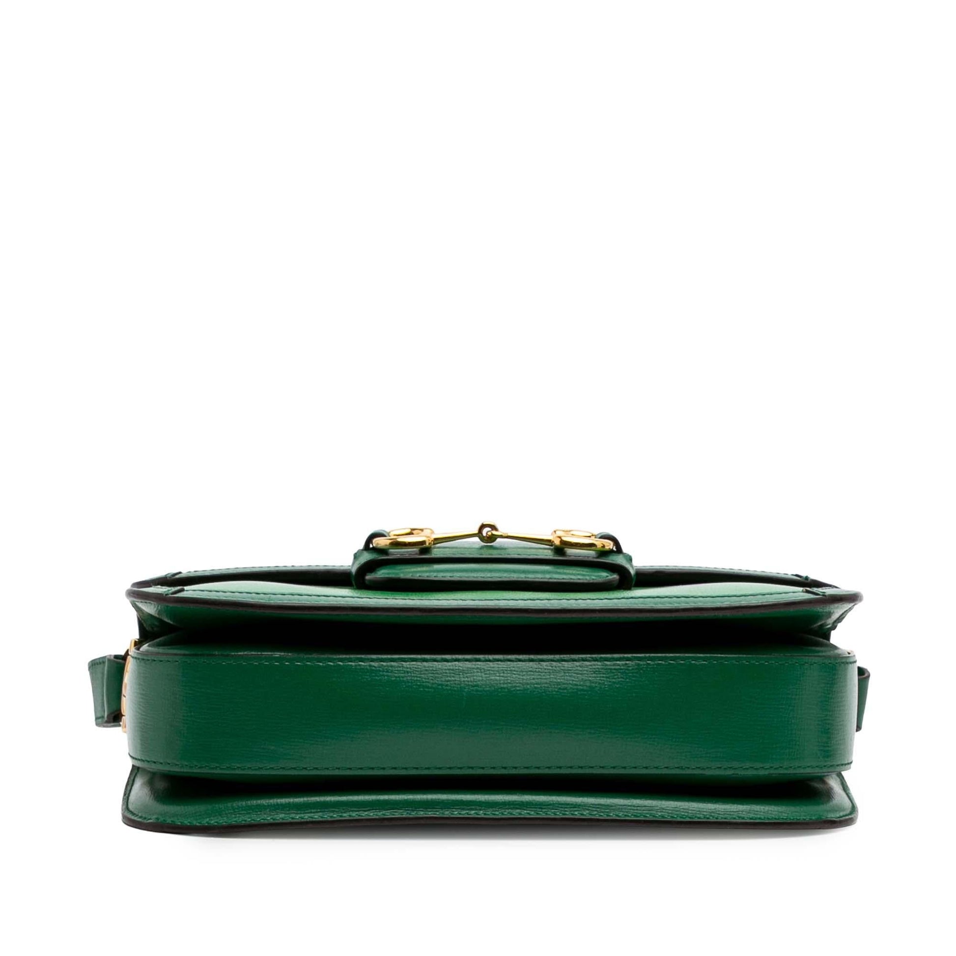 Gucci Horsebit Leather Canvas Green Small Shoulder Bag