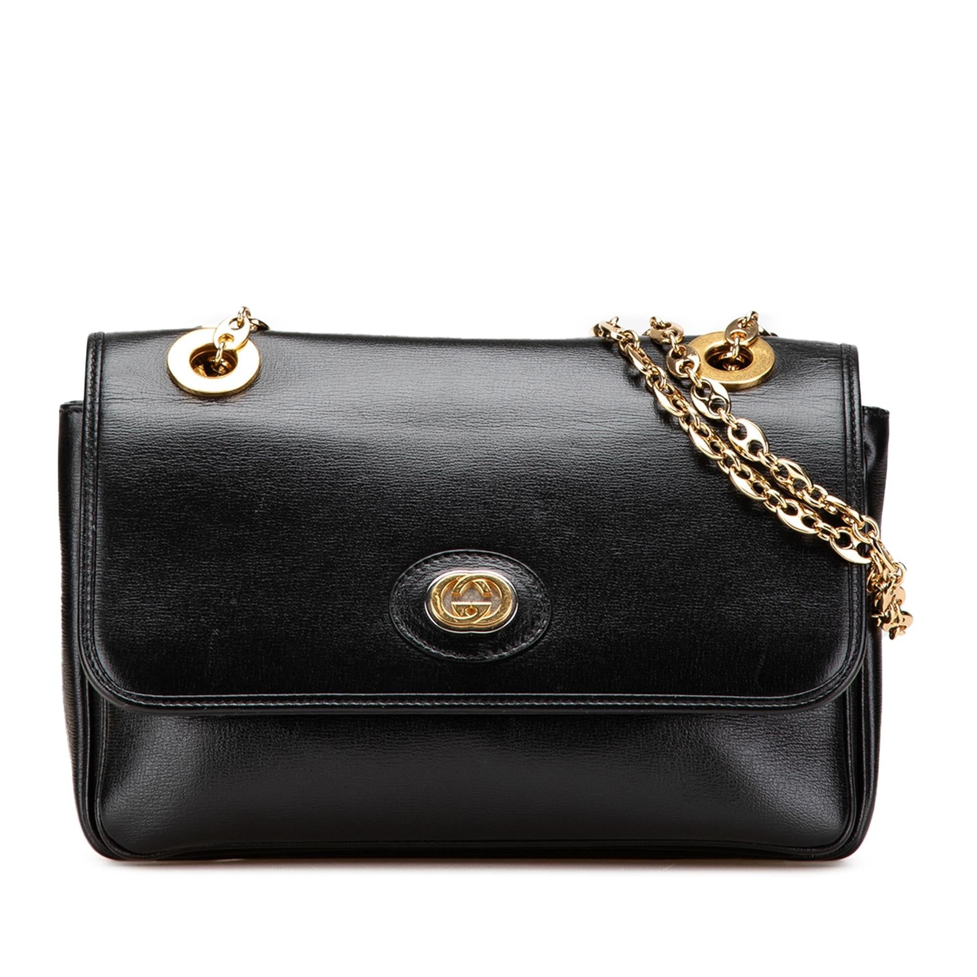 Gucci Marina Chain Leather Calf Black Small Shoulder Bag