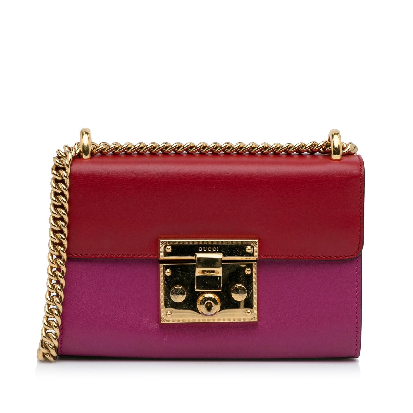 Gucci Padlock SHG-IOXwm8 Leather Calf Red Pink Crossbody Bag