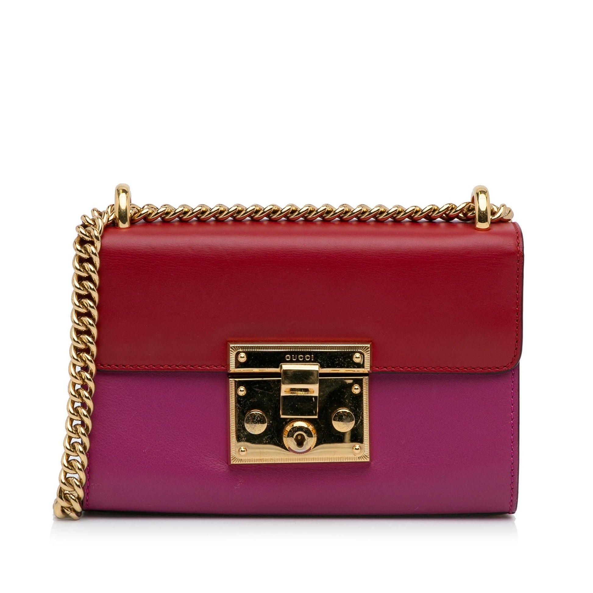 Gucci Padlock SHG-IOXwm8 Leather Calf Red Pink Crossbody Bag