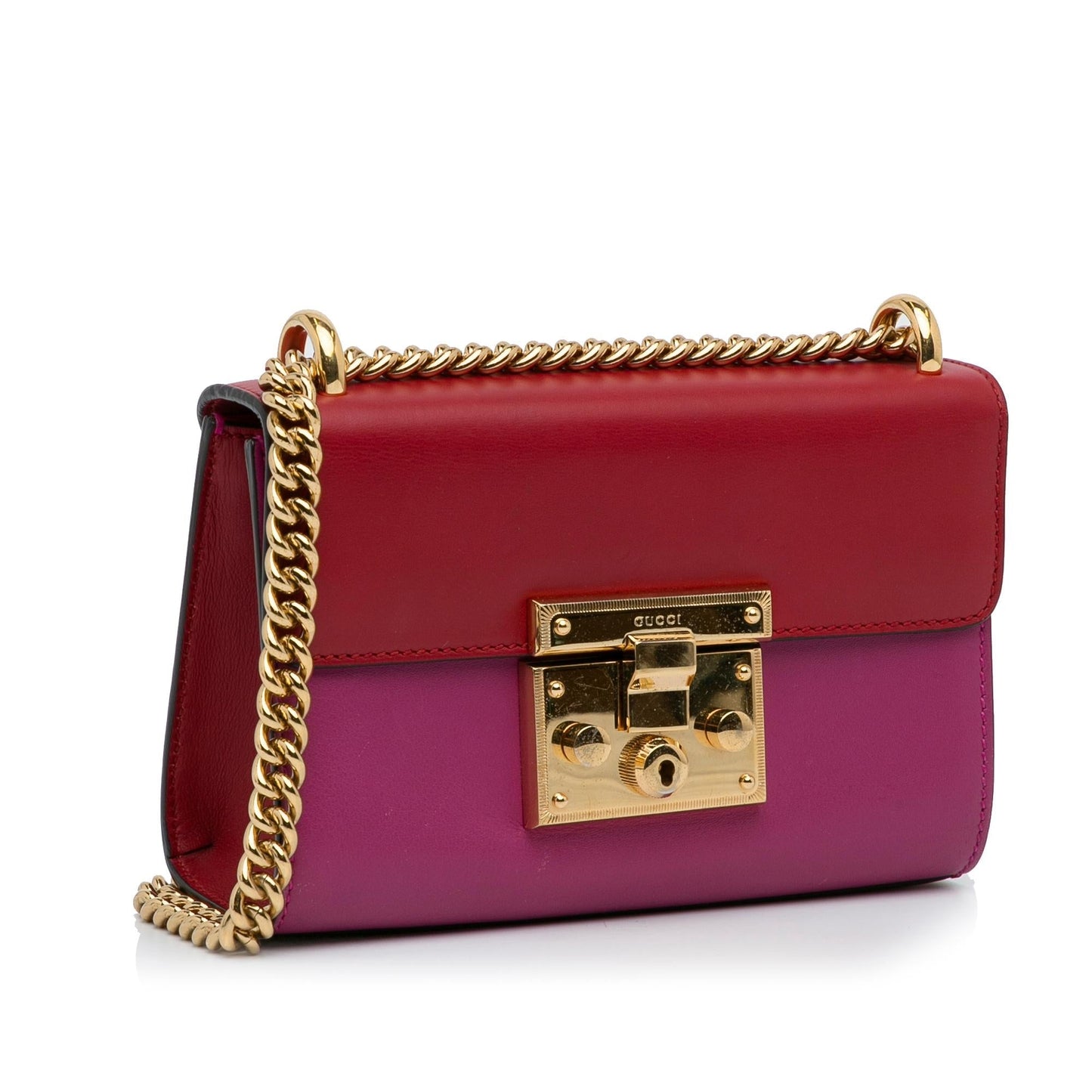 Gucci Padlock SHG-IOXwm8 Leather Calf Red Pink Crossbody Bag