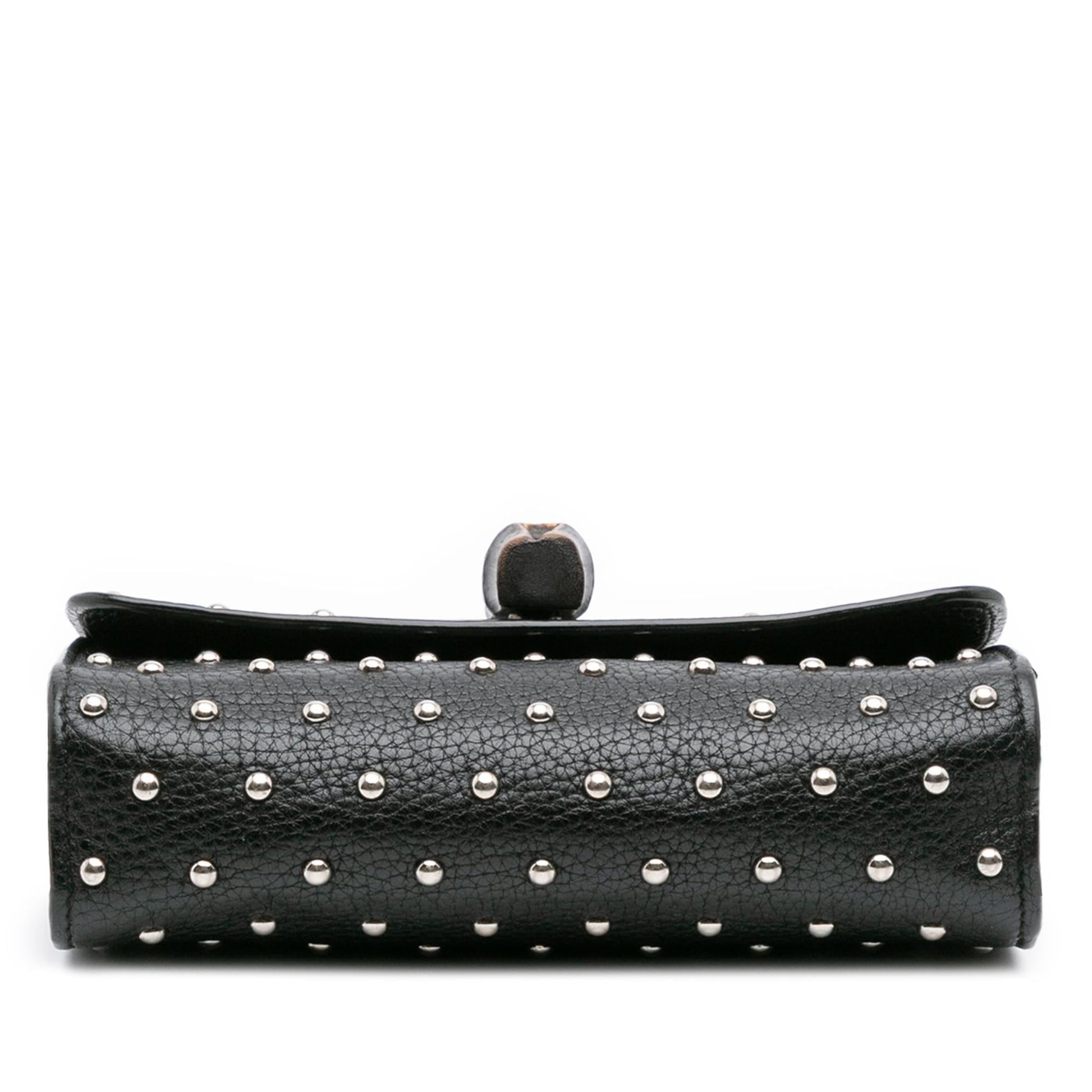 Gucci Studded Miss Bamboo Leather Small Crossbody Bag