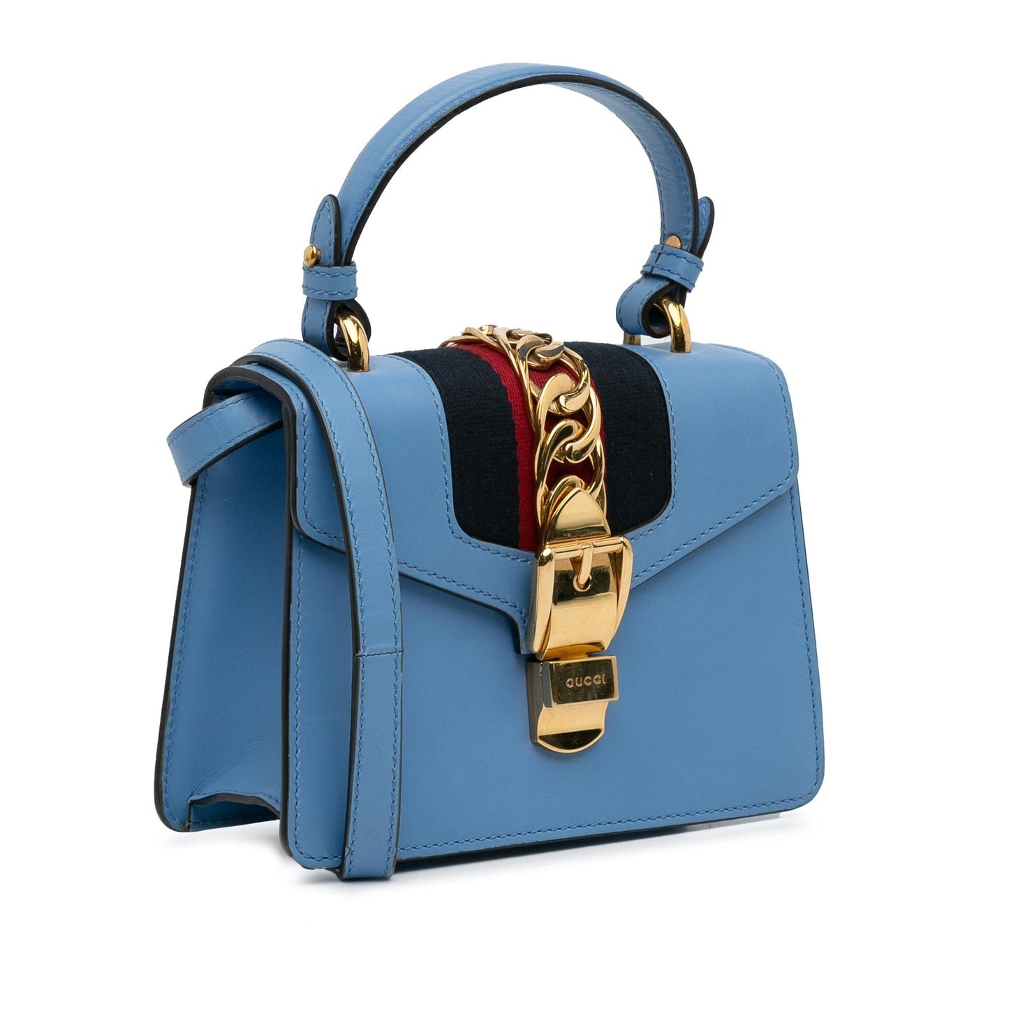 Gucci Sylvie SHG-rA40V1 Leather Calf Blue Small Satchel Bag