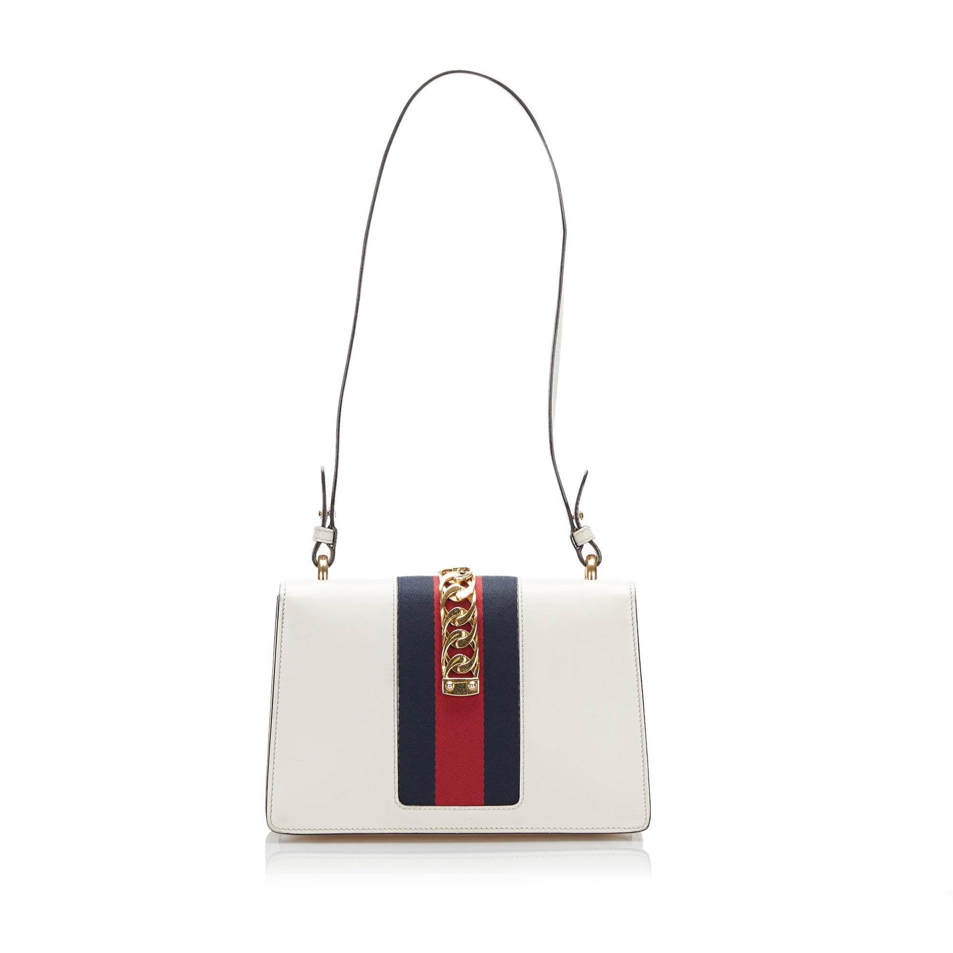Gucci Sylvie Leather Calf White Small Satchel Bag Shg Ydaktg