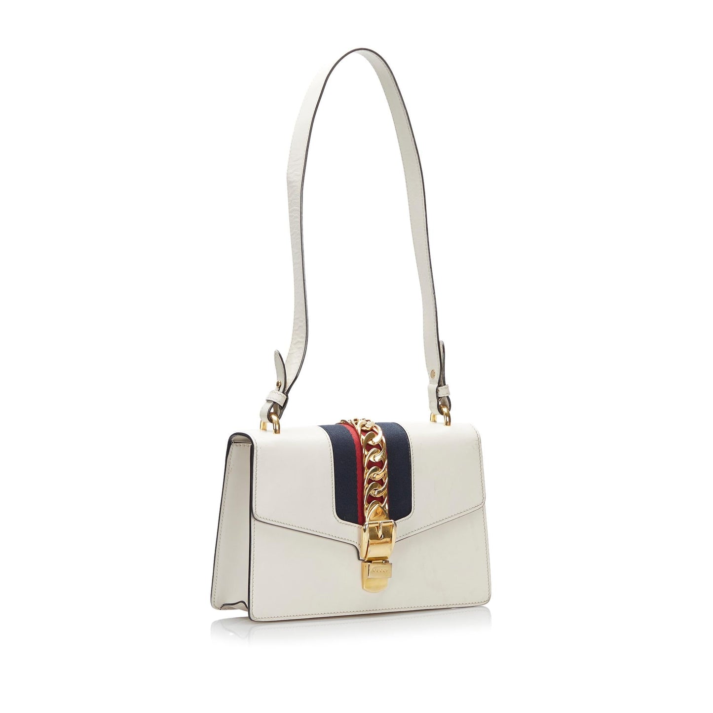 Gucci Sylvie Leather Calf White Small Satchel Bag Shg Ydaktg