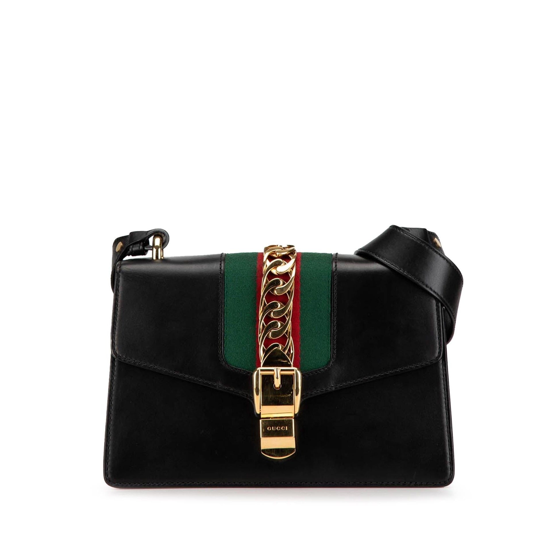 Gucci Sylvie Leather Calf Black Small Satchel Bag