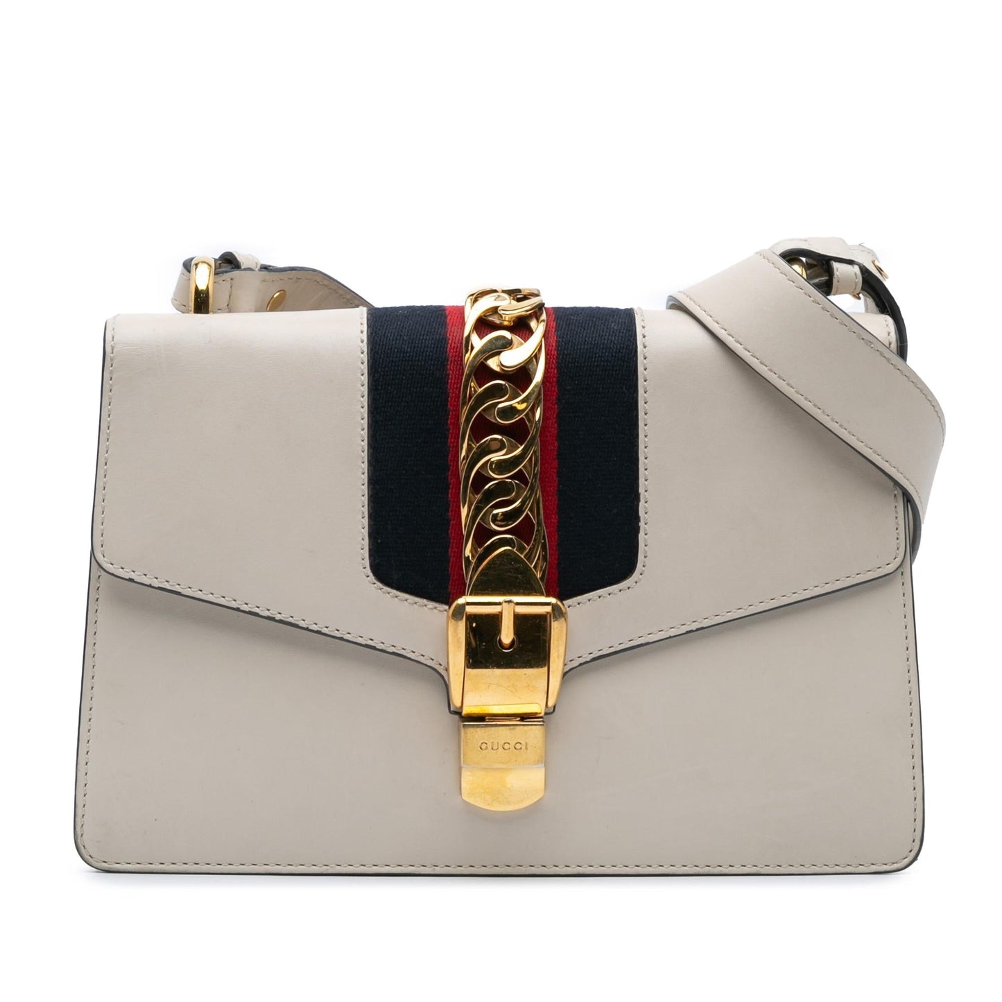 Gucci Sylvie Leather Calf White Small Satchel Bag