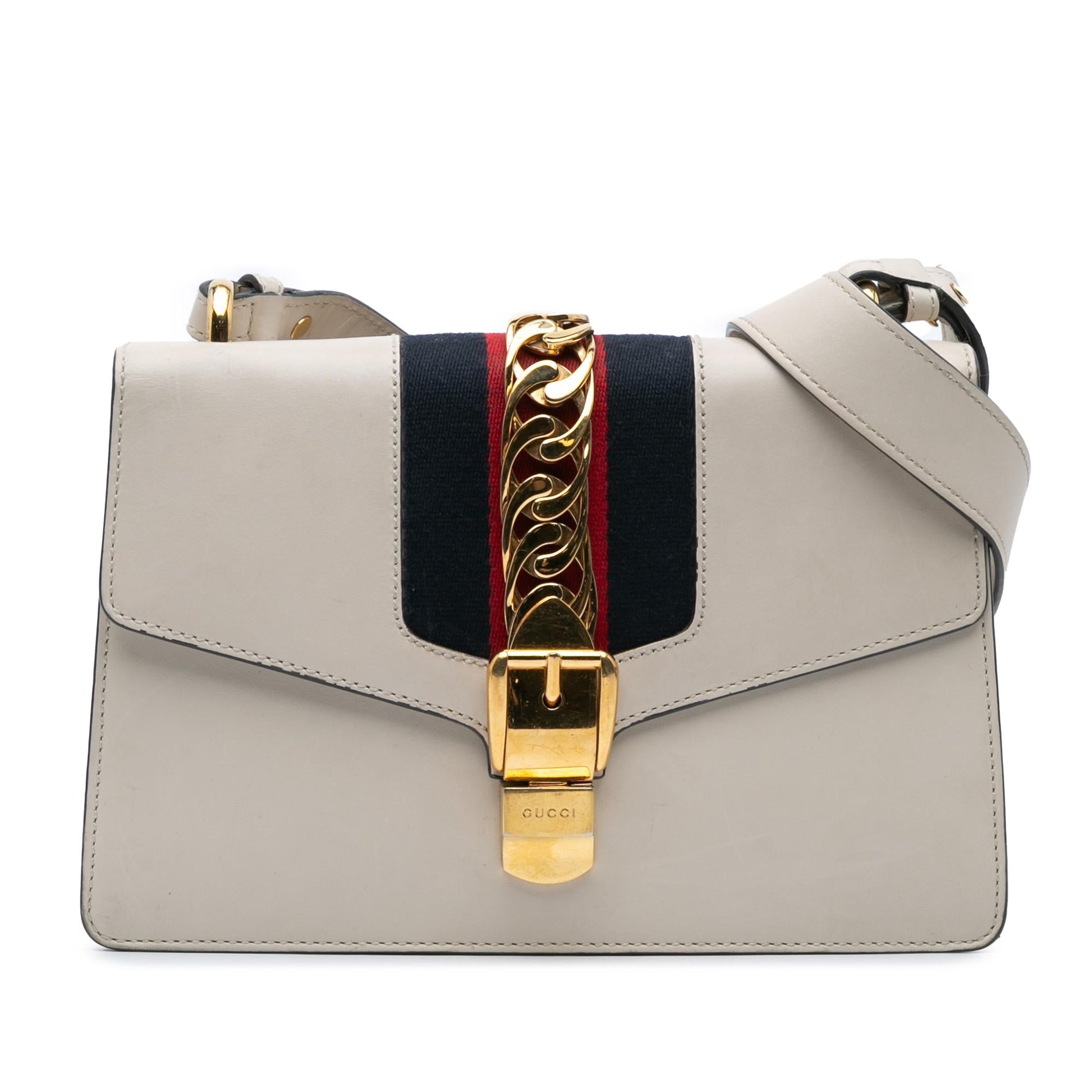 Gucci Sylvie Leather Calf White Small Satchel Bag