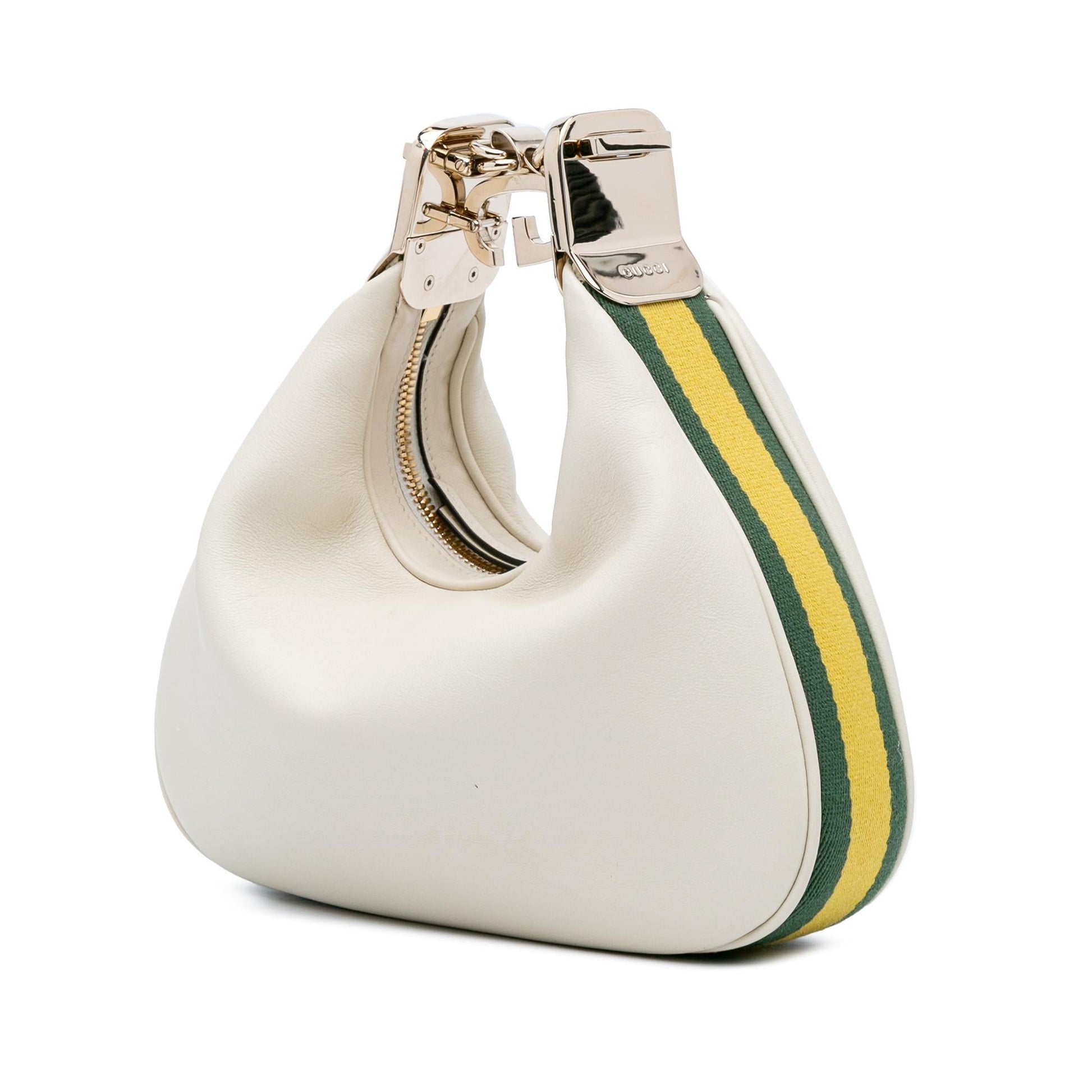 Gucci Web Attache Leather Calf White Small Crossbody Bag