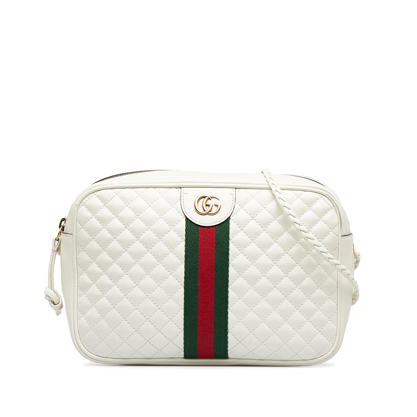 Gucci Web Trapuntata SHG-2gYJQ8 Leather Calf White Small Crossbody Bag