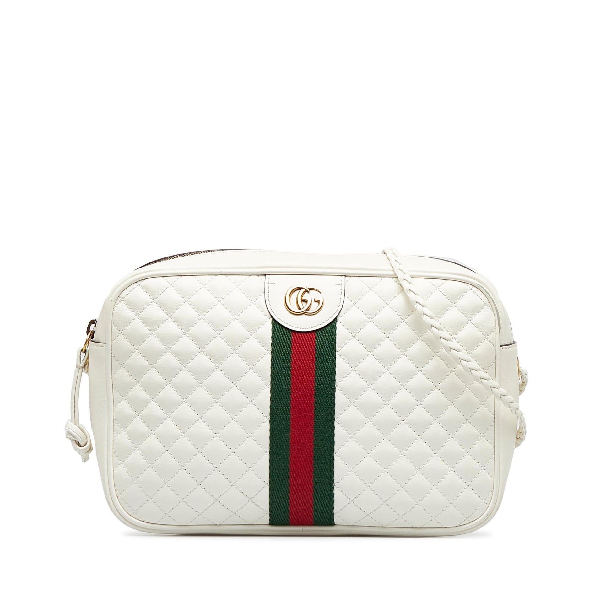 Gucci Web Trapuntata SHG-2gYJQ8 Leather Calf White Small Crossbody Bag