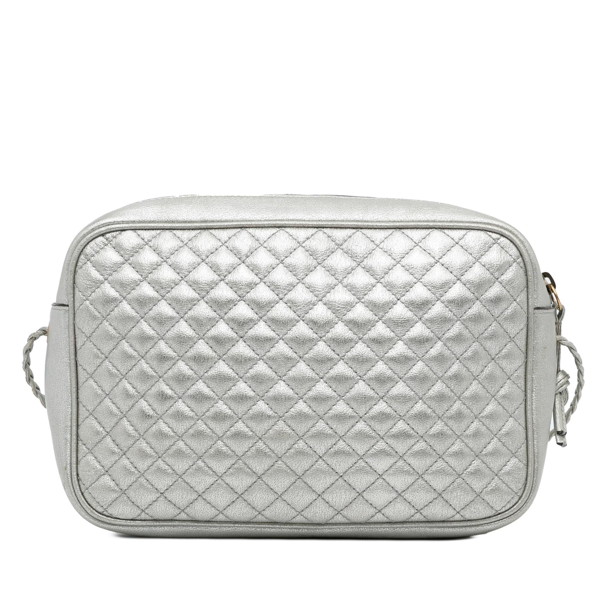 Gucci Web Trapuntata SHG-DXltON Leather Calf Silver Small Crossbody Bag