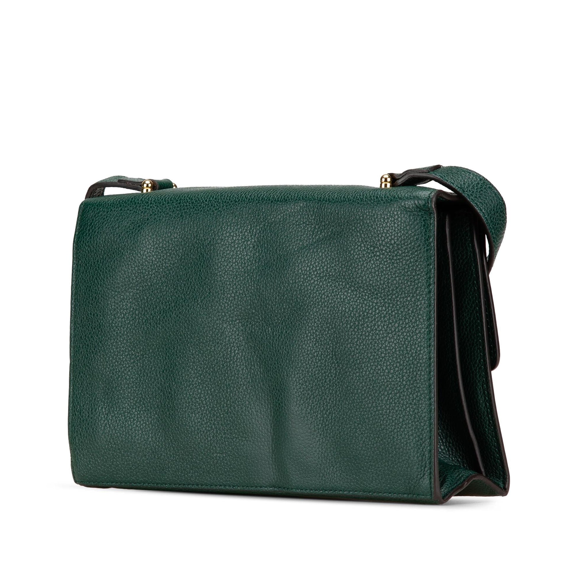 Gucci Zumi Flap Leather Calf Green Small Crossbody Bag