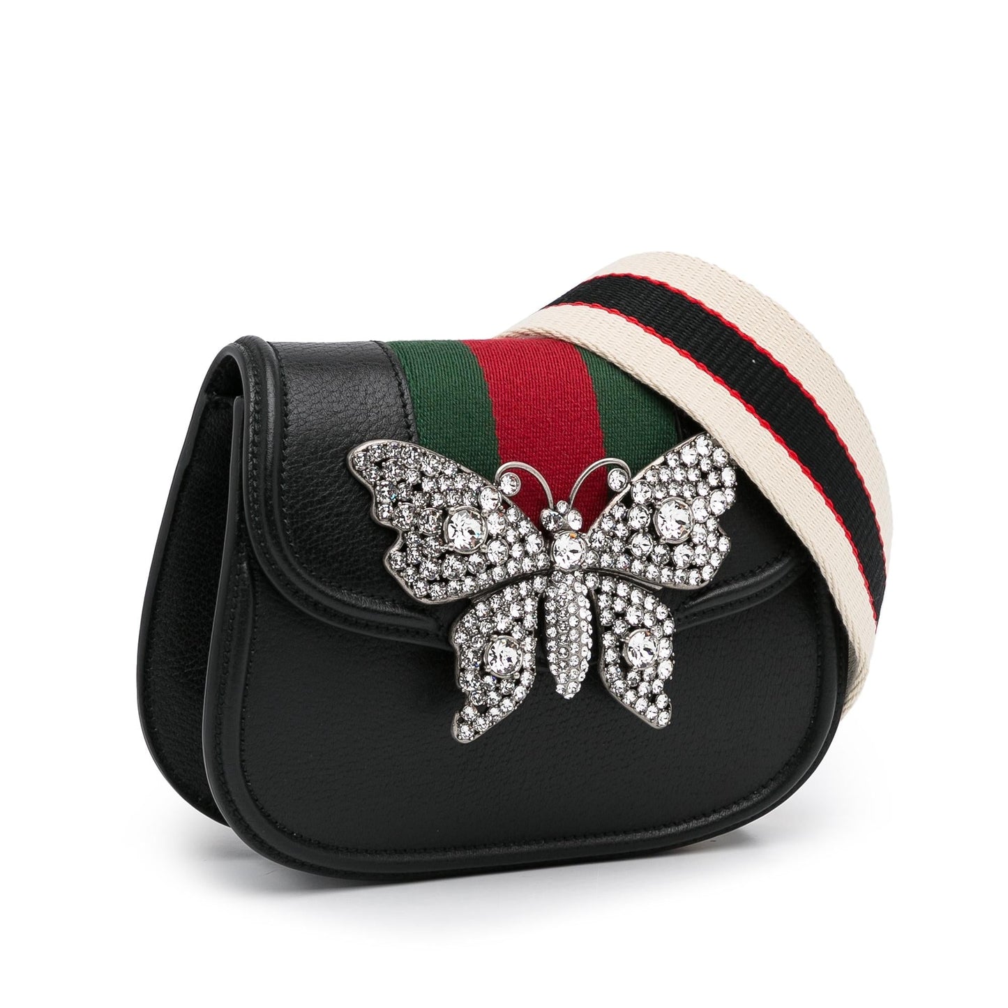 Gucci Linea Totem Crystal Butterfly SHG-G4E6ii Calf Black Small Crossbody Bag