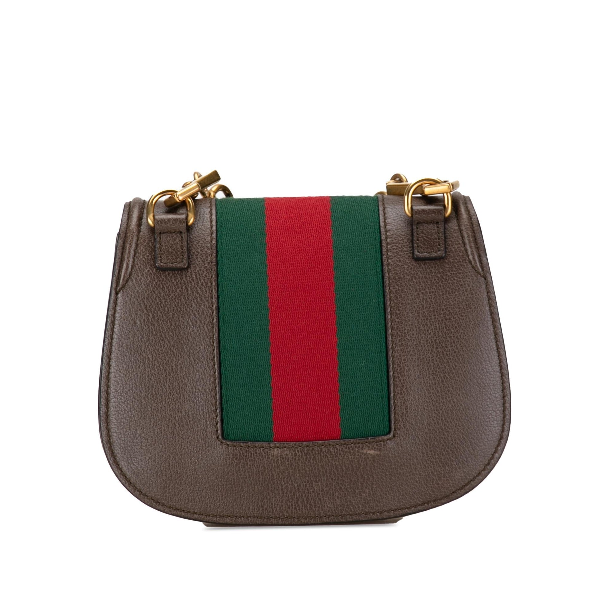 Gucci Linea Totem Crystal Heart SHG-OKF7Q2 Calf Brown Small Crossbody Bag