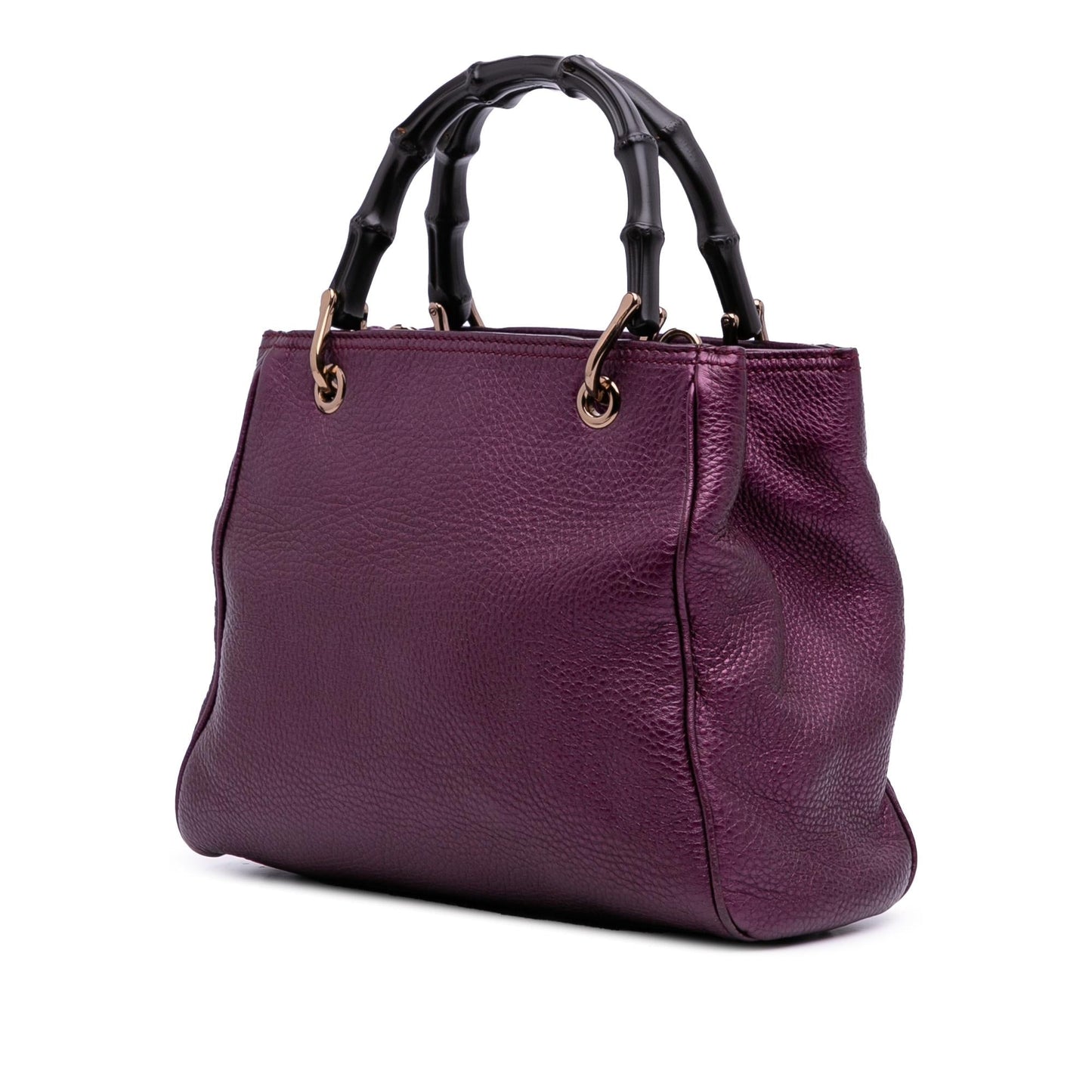 Gucci Metallic Bamboo Shopper Calf Calfskin Small Satchel Bag