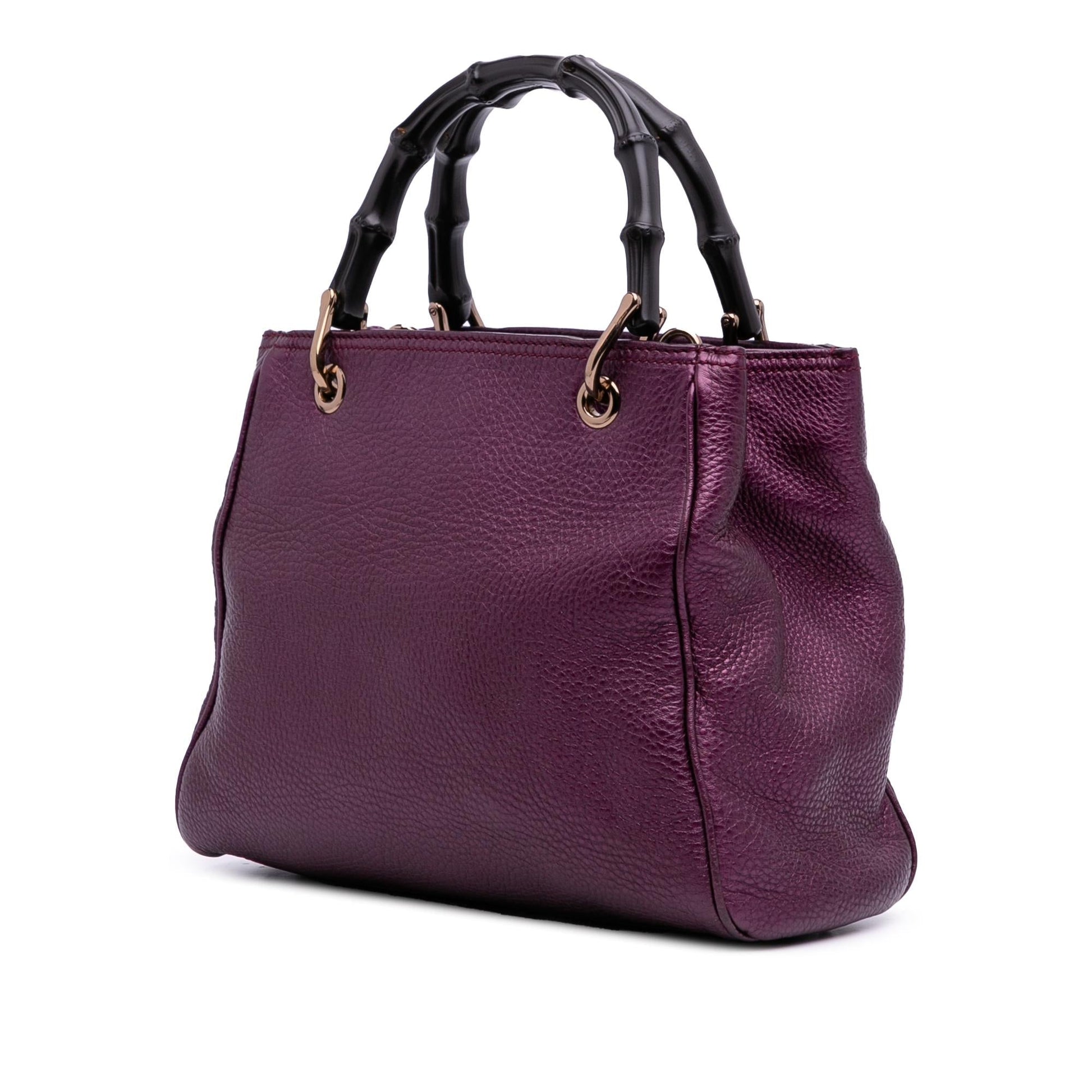 Gucci Metallic Bamboo Shopper Calf Calfskin Small Satchel Bag